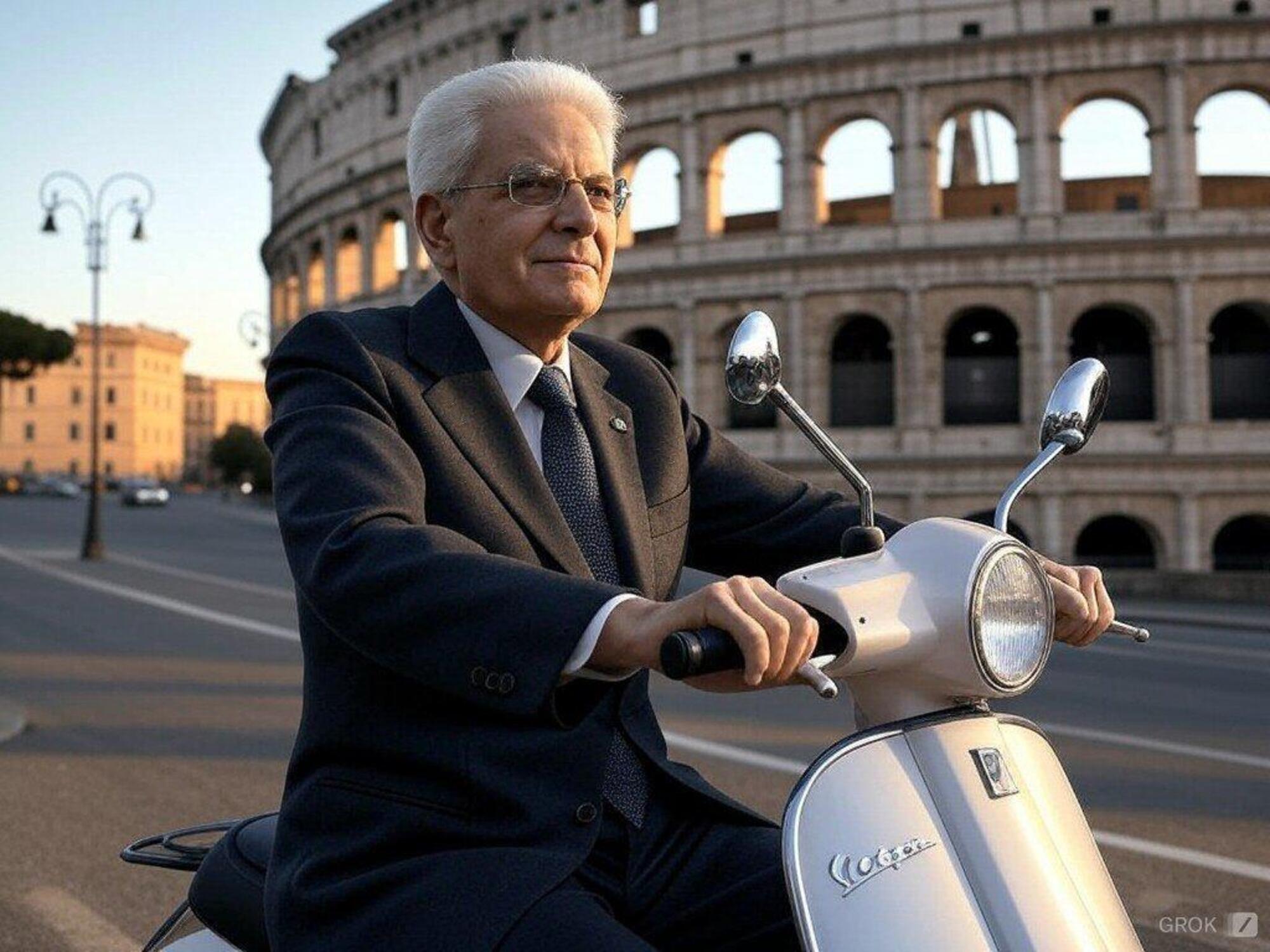 Sergio Mattarella in Vespa nell&#039;immagine fake creata con Grok