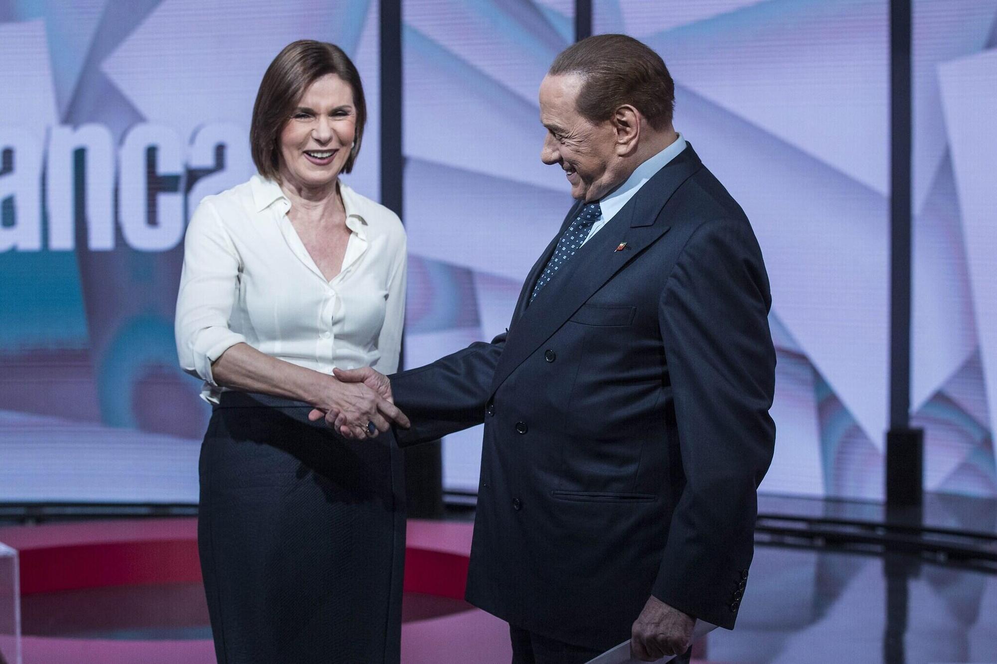 Bianca Berlinguer con Silvio Berlusconi