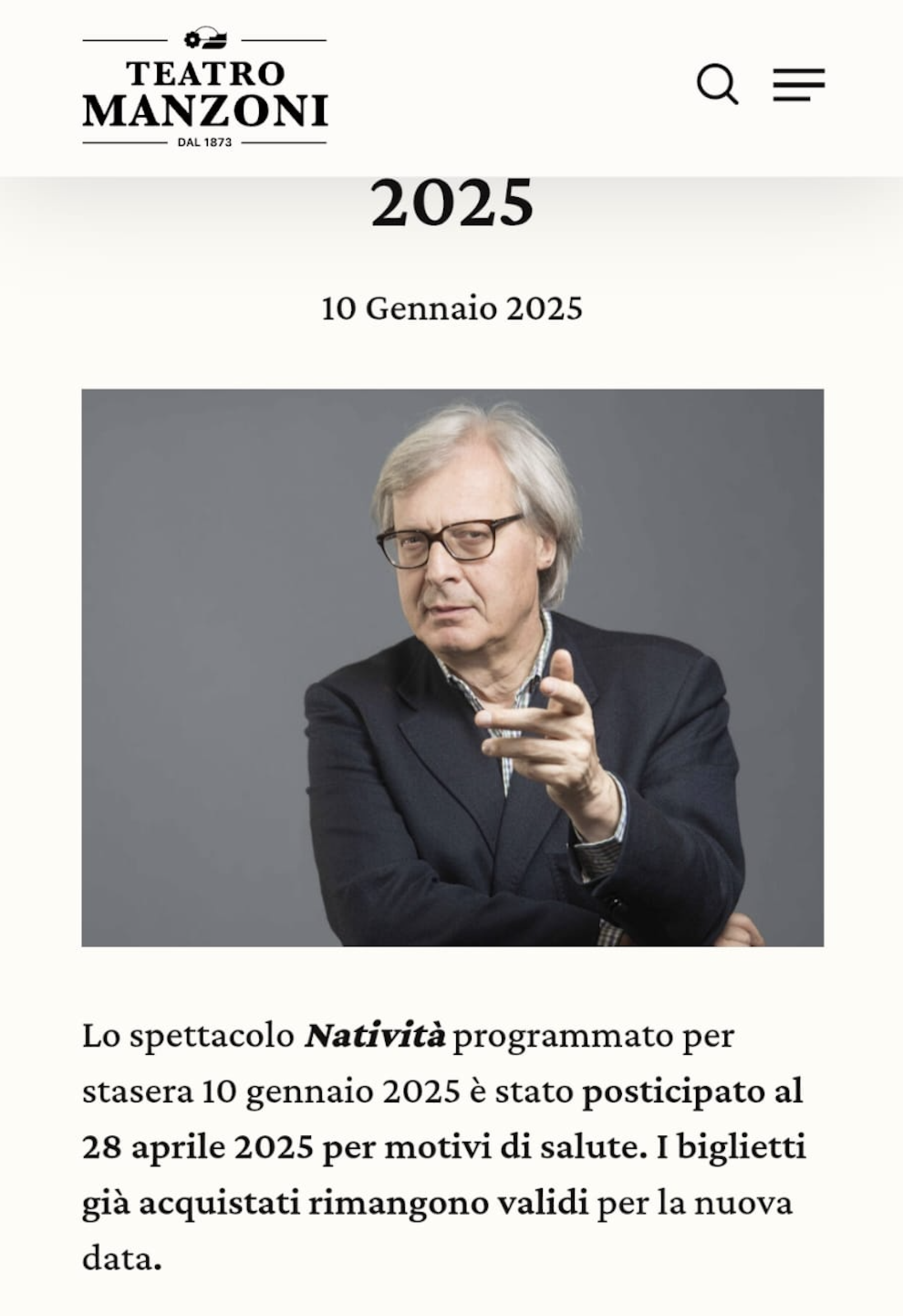 L'annuncio del teatro Manzoni