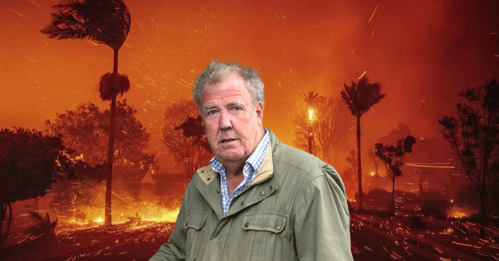 Clarkson: &ldquo;Incendio di Los Angeles? Di cosa erano fatte le case delle celebrit&agrave; bruciate cos&igrave;? Qualcuno spieghi alla California cosa sono cemento e linee tagliafuoco, altro che enormi ville di cartapesta e ambientalismo&rdquo;