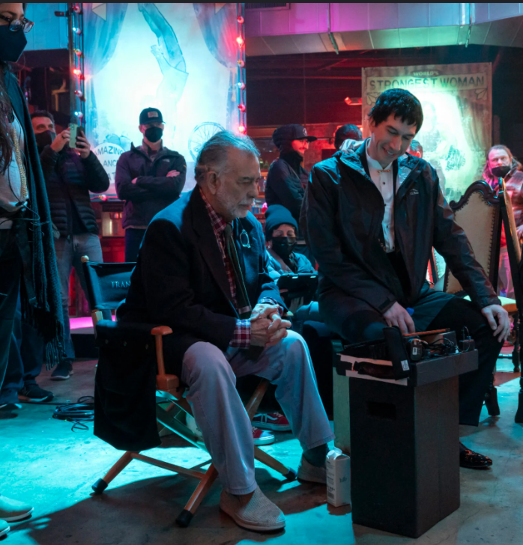 Francis Ford Coppola e Adam Driver sul set di &quot;Megalopolis&quot;