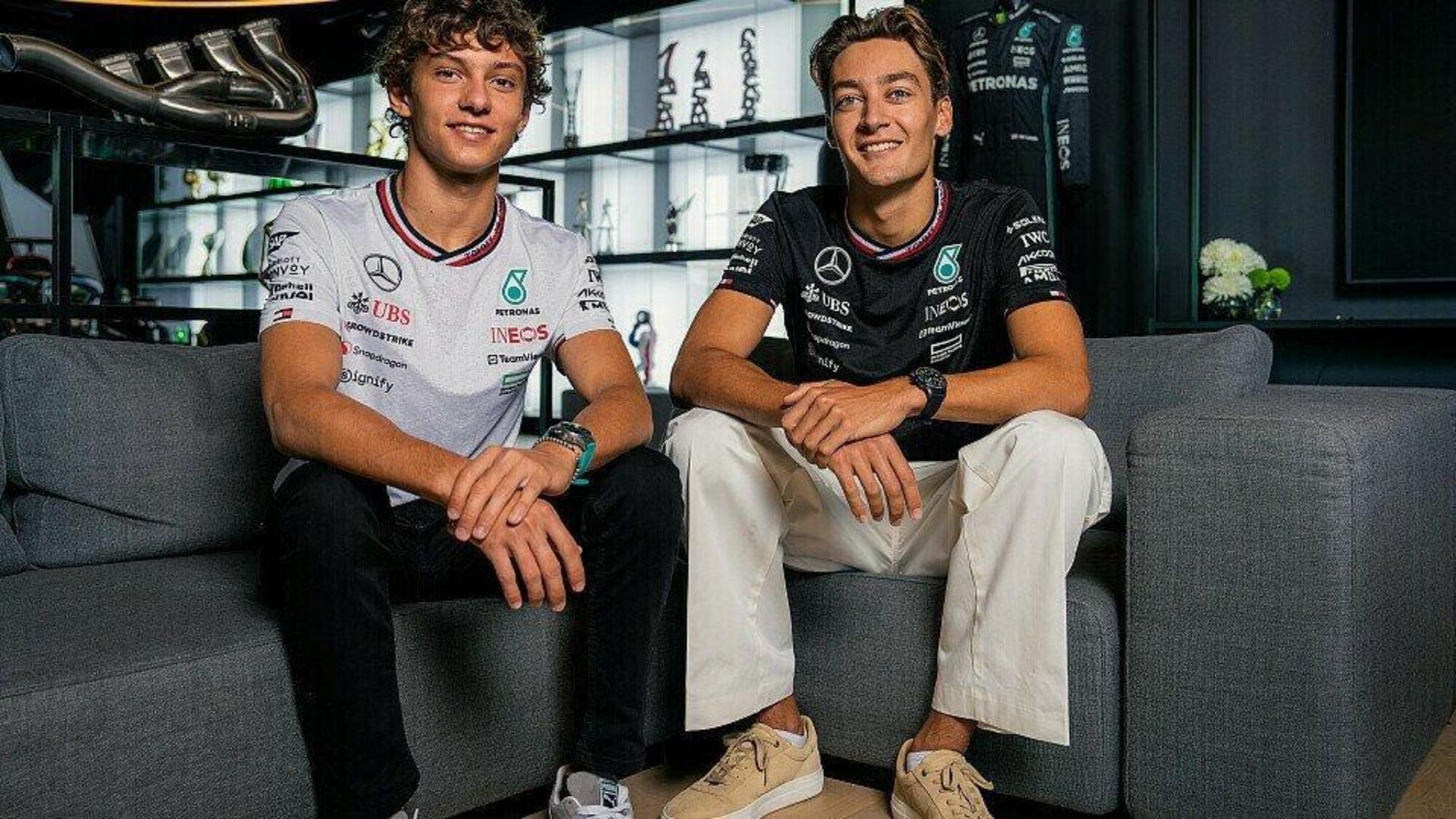 George Russell e Andrea Kimi Antonelli, pronti per il loro primo anno da compagni di squadra in Mercedes