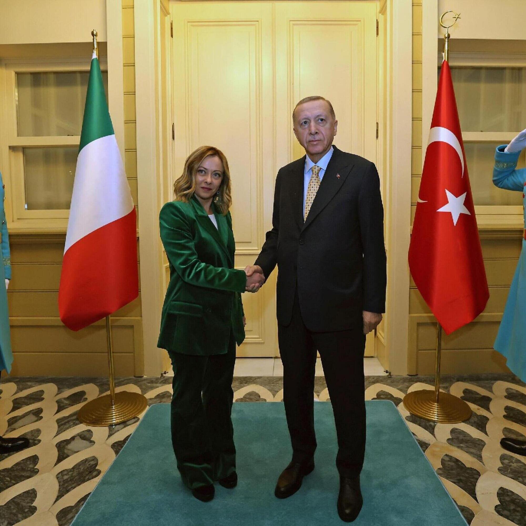 La premier Giorgia Meloni e il presidente turco Recep Erdogan