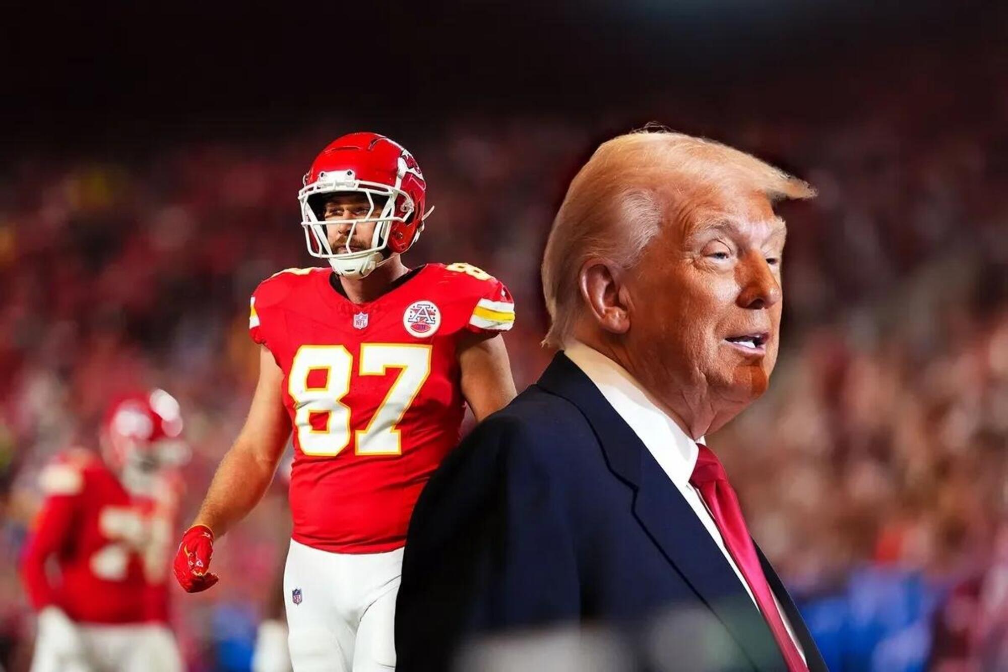 Travis Kelce (fidanzato di Taylor Swift) degli sconfitti Kansas City Chiefs e Donald Trump