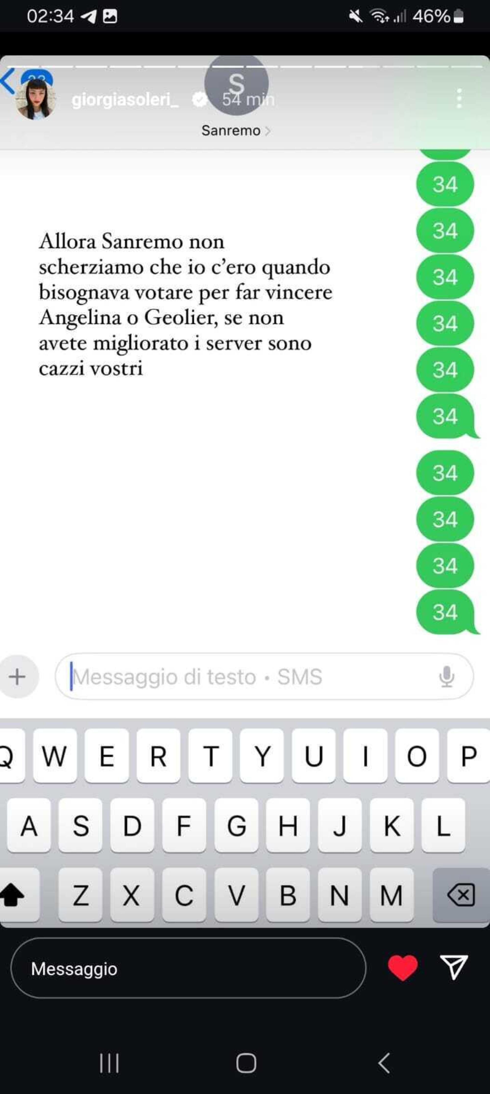 Giorgia Soleri sul voto non confermato