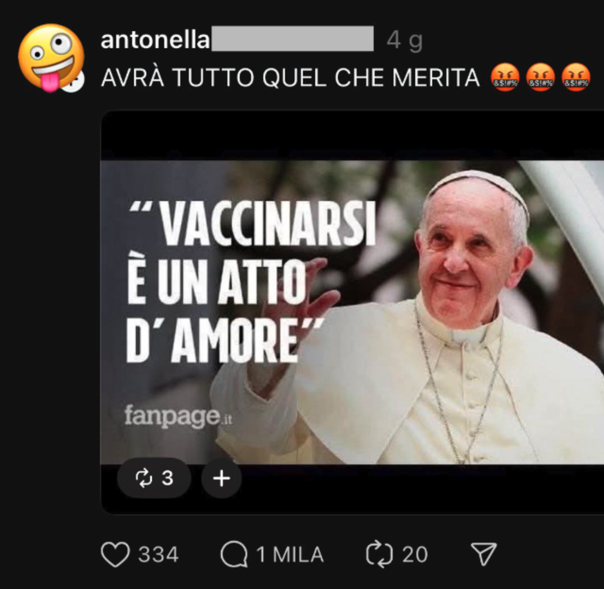 C&#039;&egrave; chi &egrave; convinto che la malattia del papa sia una risposta karmica al suo sostegno alla vaccinazione