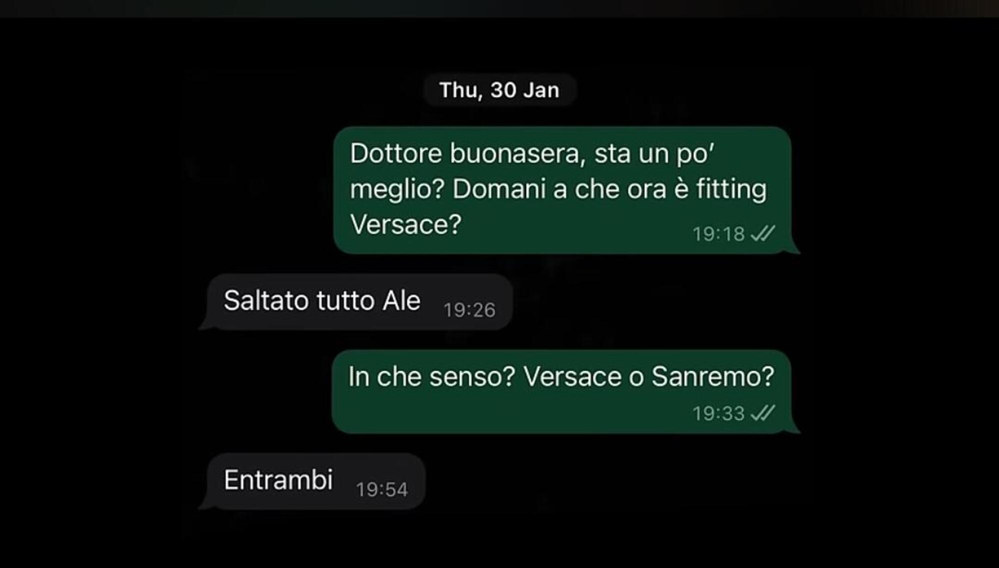 Uno dei messaggi mandati in onda da Ale Della Giusta 