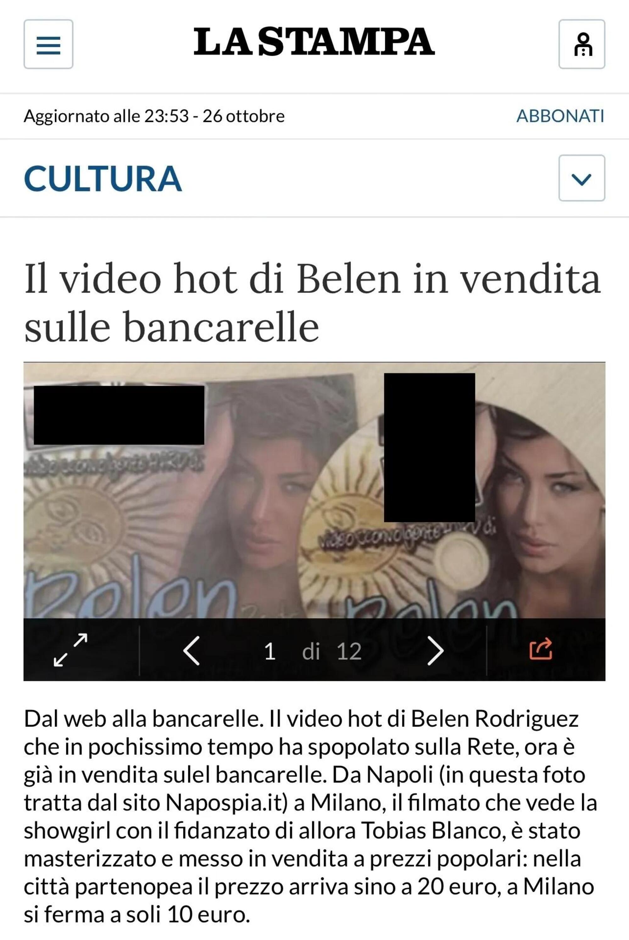 La notizia del video di Belen venduto tra le bancarelle dei mercati