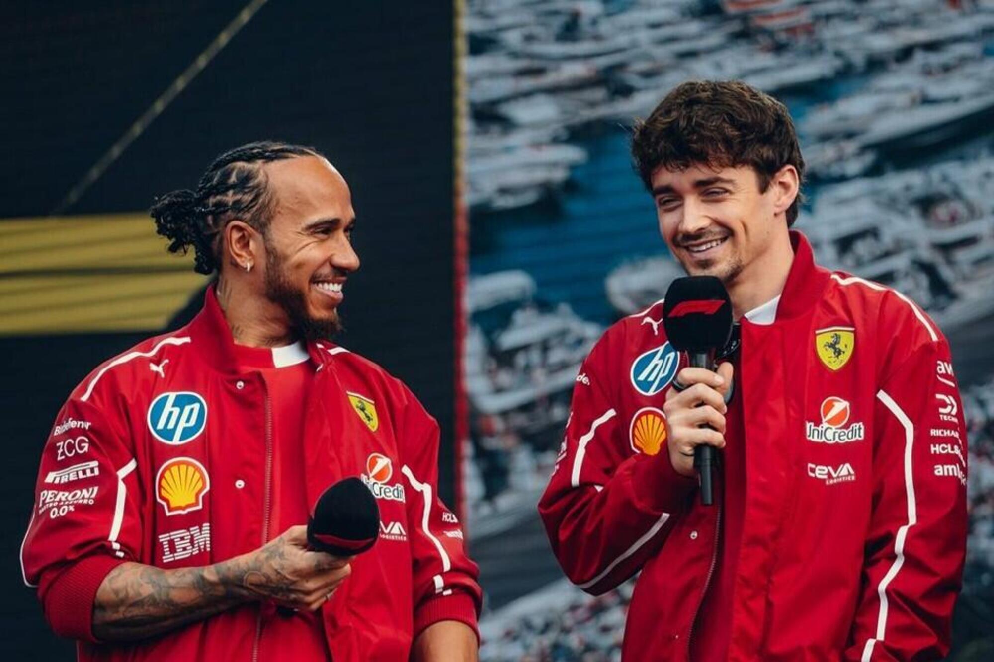 Charles Leclerc e Lewis Hamilton durante il Gran Premio d&#039;Australia