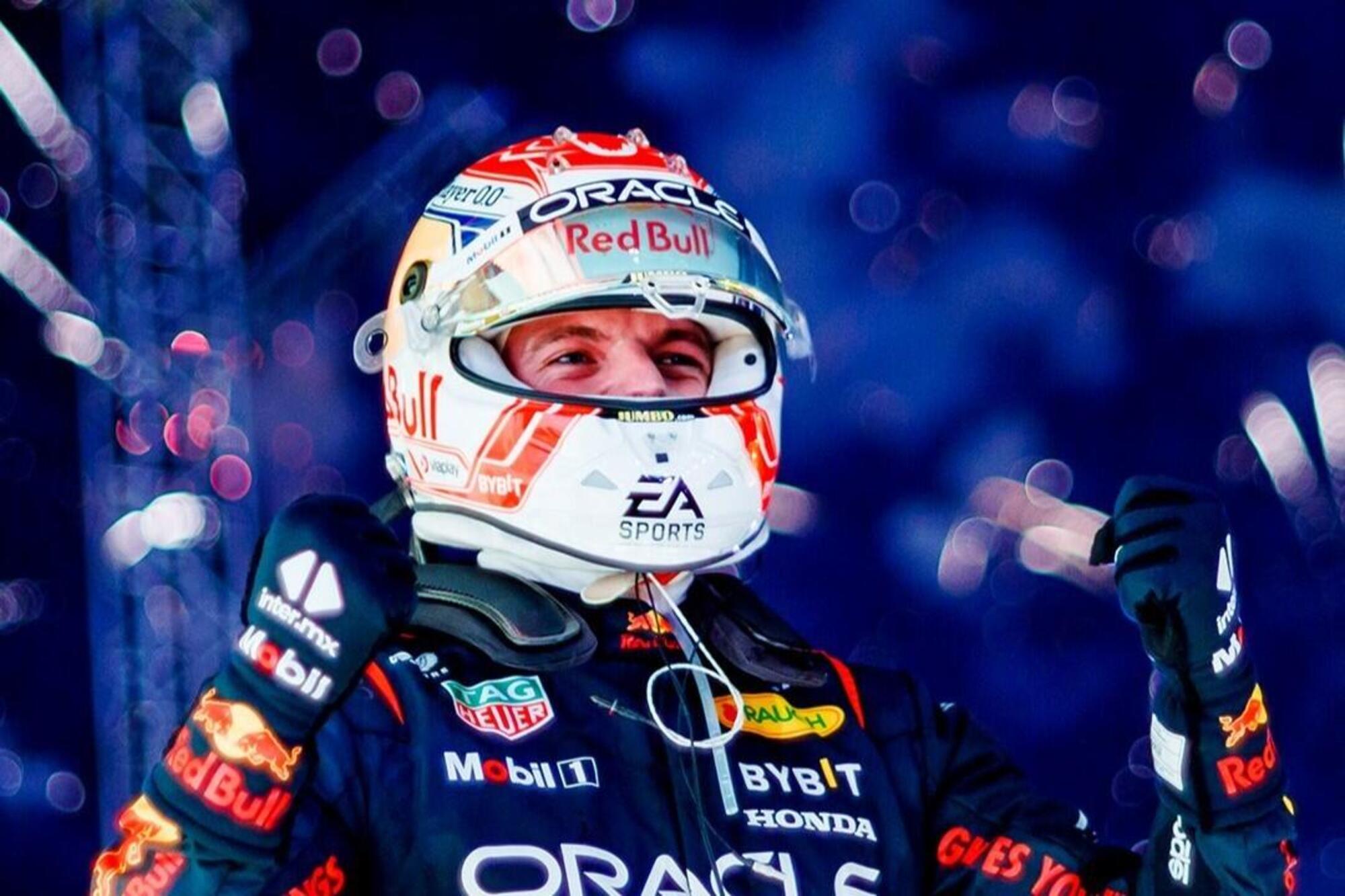 Max Verstappen festeggia la vittoria del Gran Premio del Bahrain del 2024