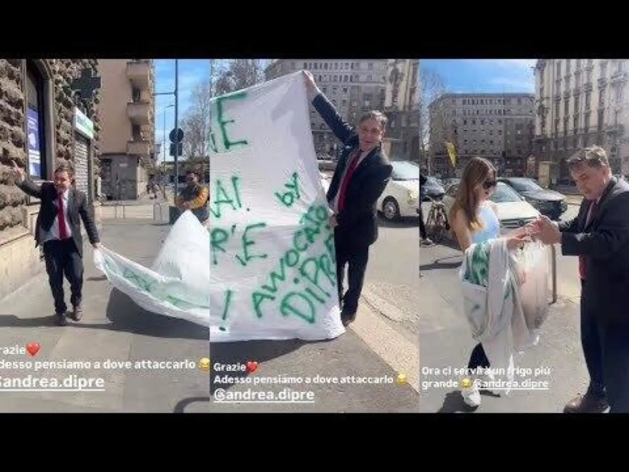 Andrea Dipr&egrave; sotto casa di Lacerenza