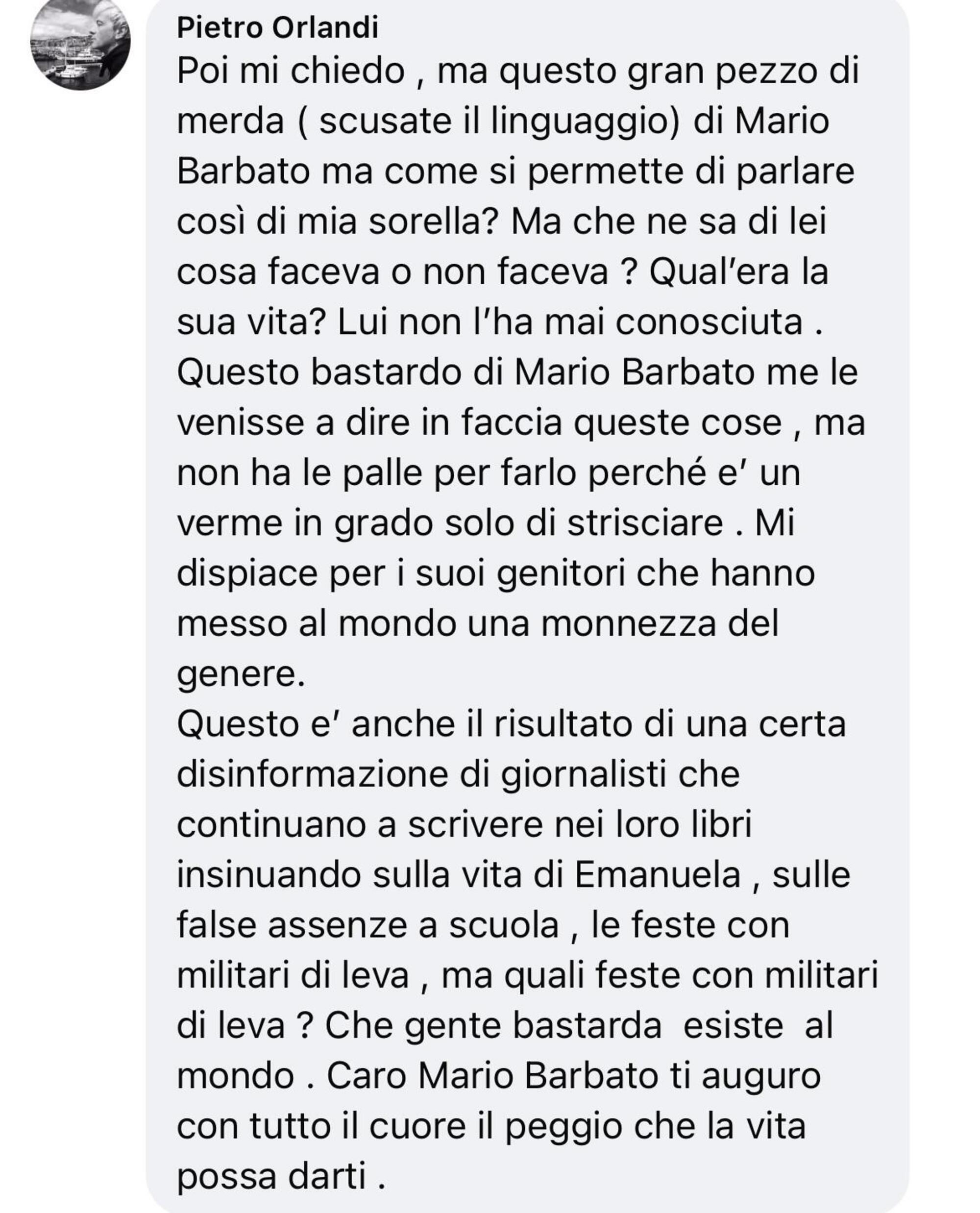 Pietro Orlandi su Facebook