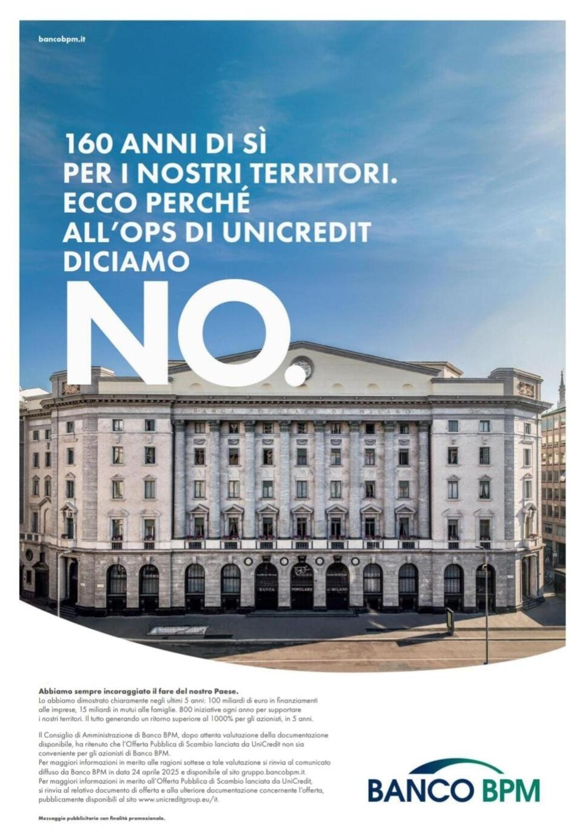 La campagna pubblicitaria di Banco Bpm contro UniCredit