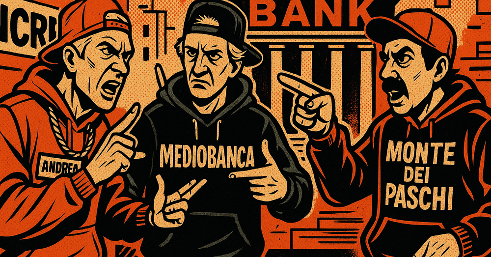 Il dissing tra Nagel (Mediobanca), Lovaglio (Mps), Orcel (UniCredit), Castagna (Banco Bpm) e gli altri: il risiko ha trasformato i banchieri in rapper? E si inserisce Renzi su Governo Meloni e Golden Power: &ldquo;Scandalo assoluto&rdquo;