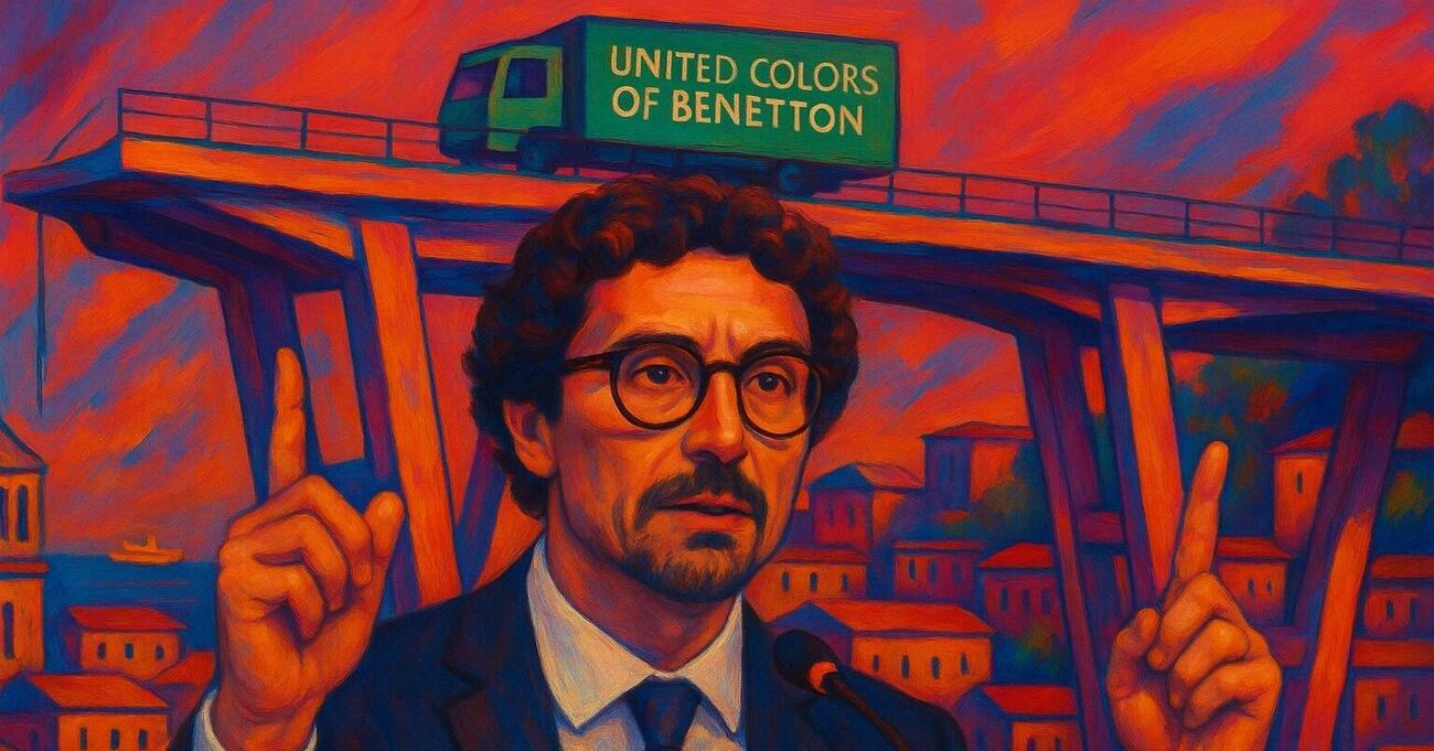I Benetton hanno tenuto in pugno lo Stato sul crollo del Ponte Morandi? Lo dice ora (che &egrave; tardi) l&rsquo;ex ministro del M5S Toninelli. &ldquo;E l&rsquo;onest&agrave; intellettuale, la pulizia, la trasparenza?&rdquo;, attacca Mario Giordano (La Verit&agrave;)