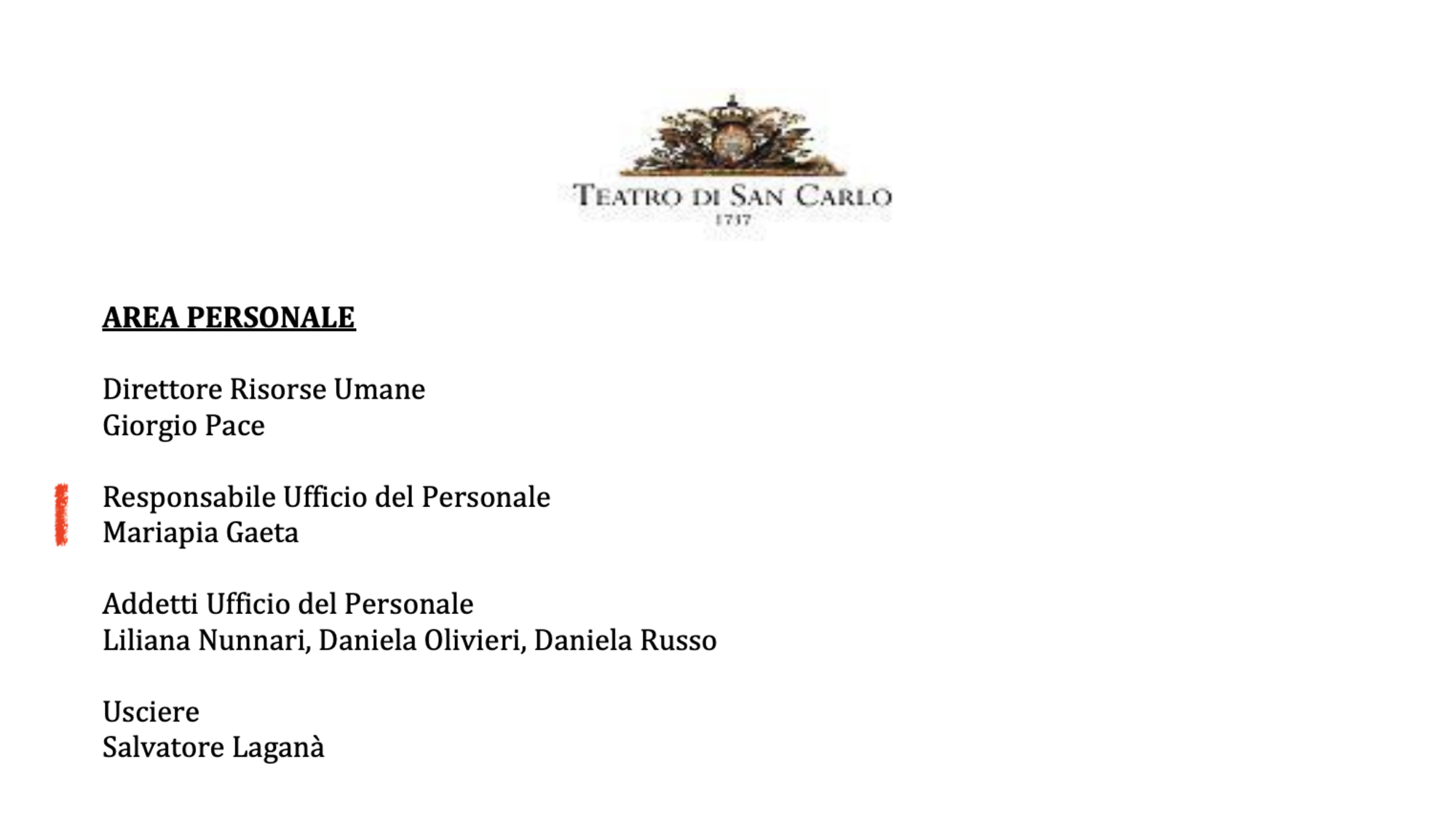 I dettagli dell'articolazione degli uffici della Fondazione nel 2019
