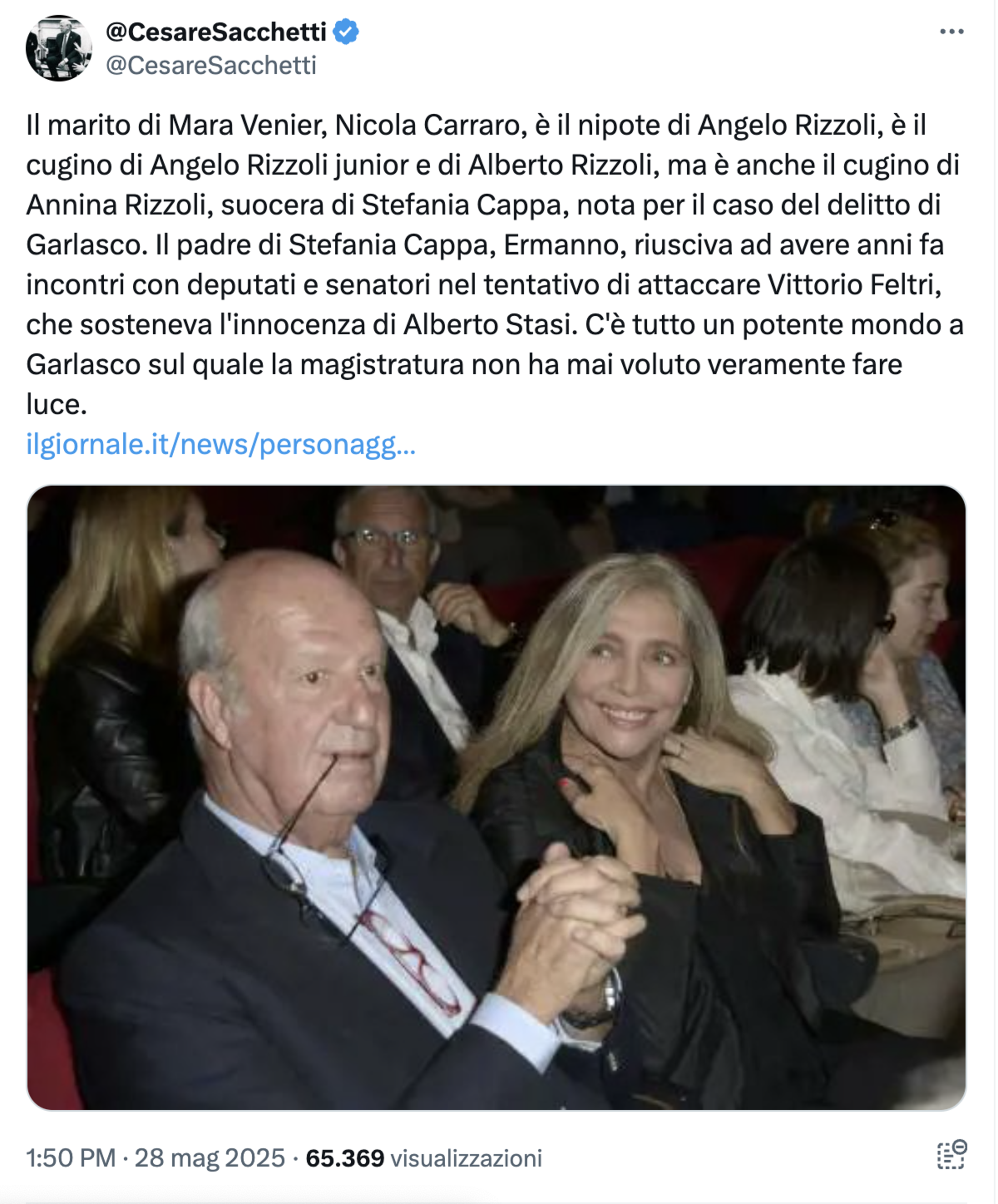 L'ipotesi di Cesare Sacchetti condivisa su X