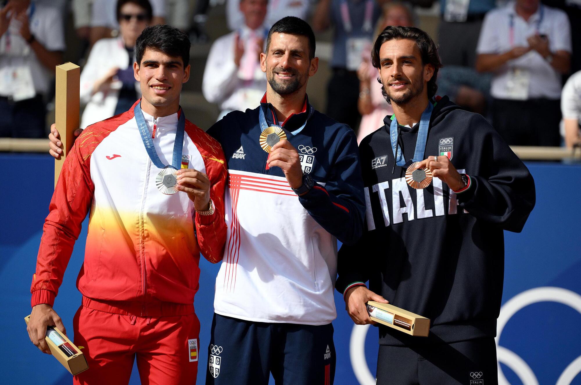 Carlos Alcaraz, Lorenzo Musetti e novak Djokovic a Parigi