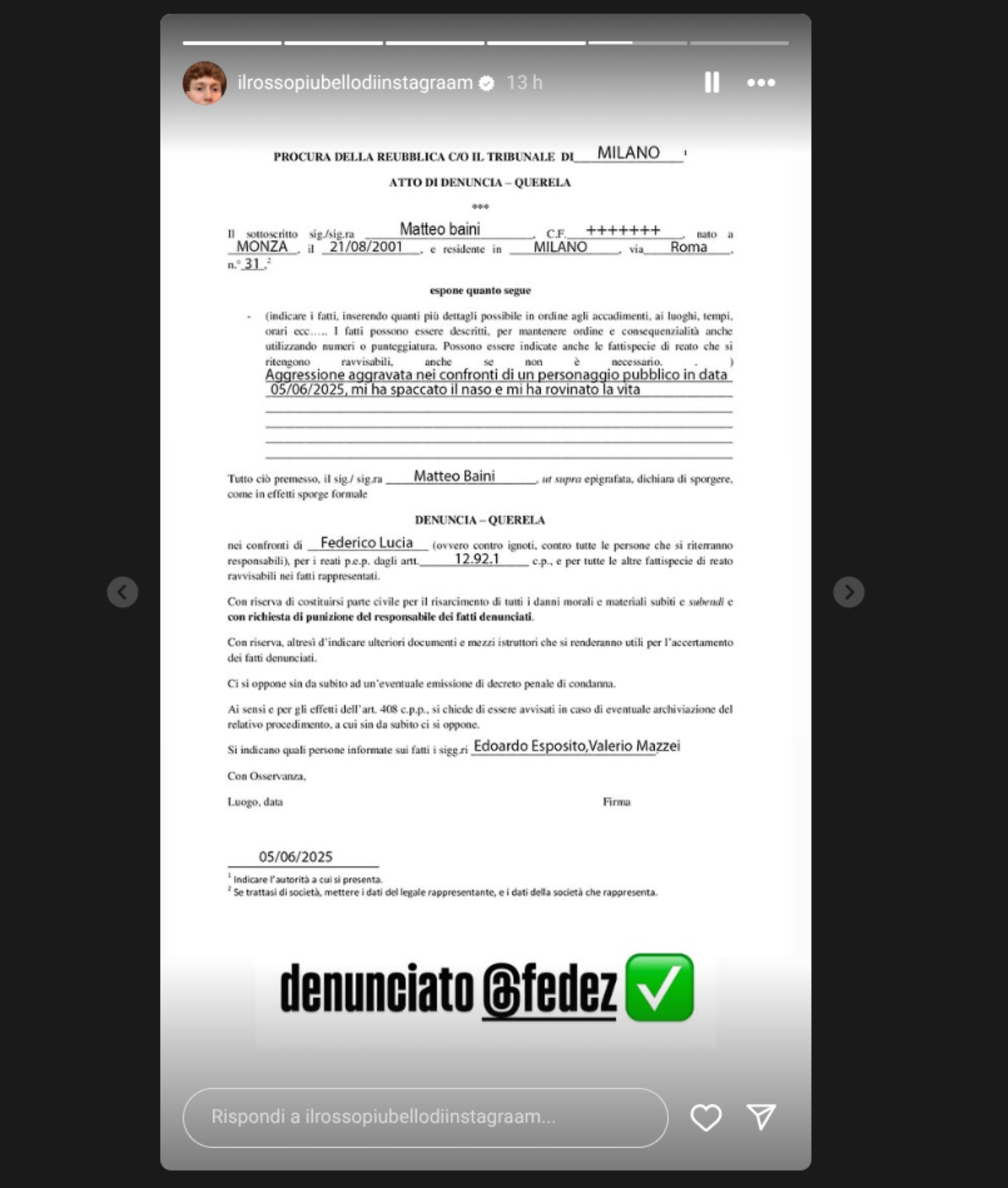 La denuncia pubblicata da Il Rosso contro Fedez