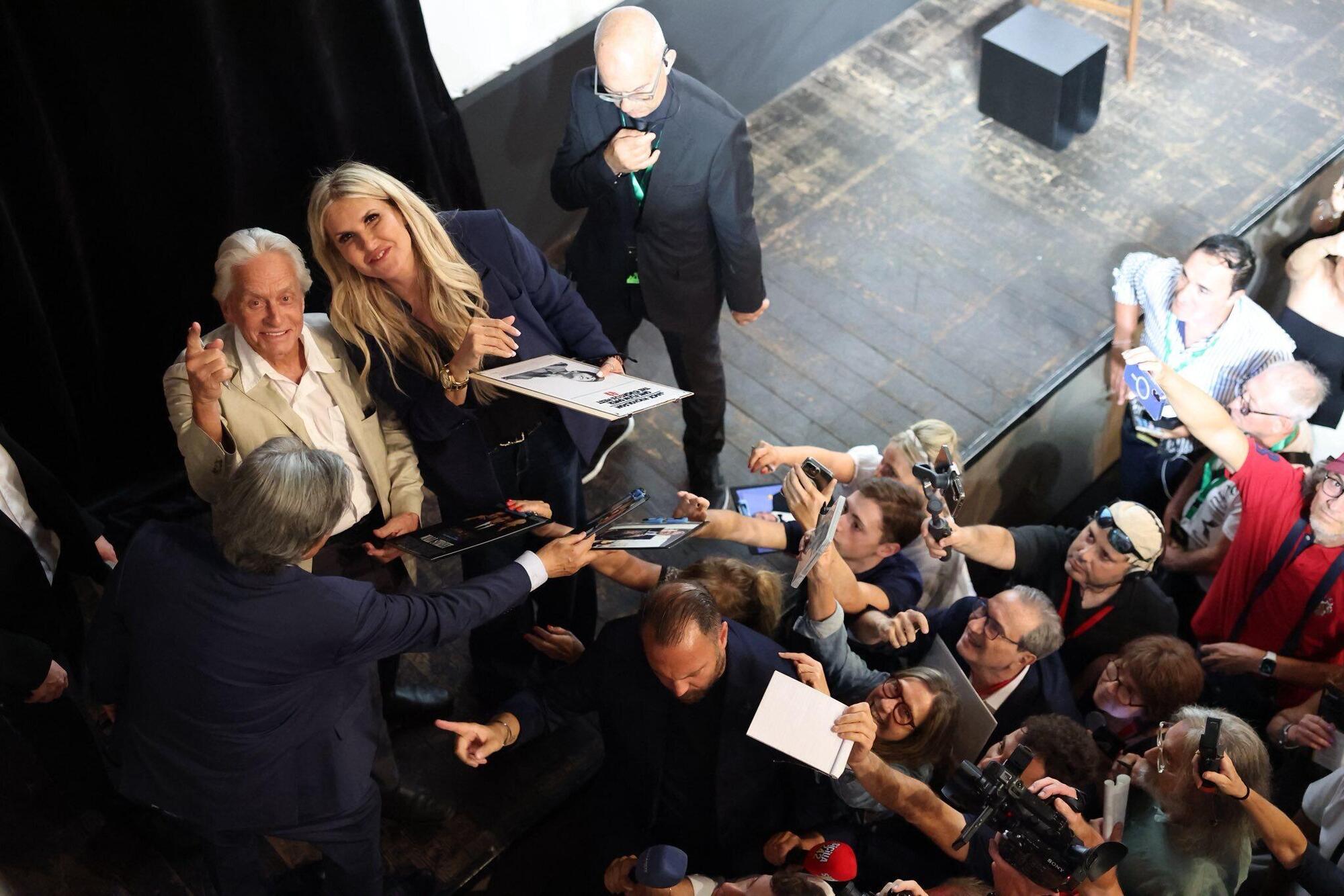 Michael Douglas e Tiziana Rocca al Taormina Film Fest
