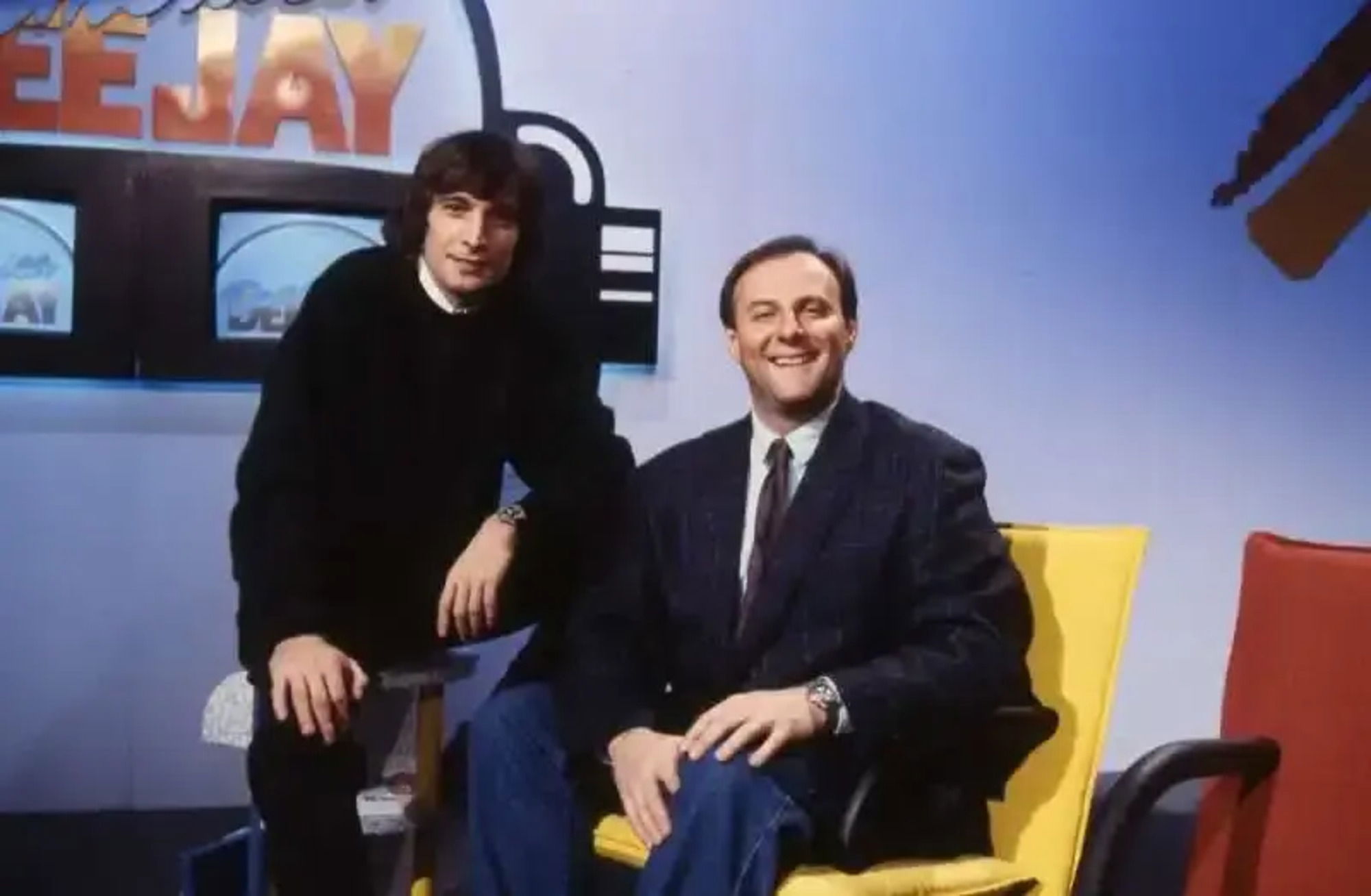 Linus con Gerry Scotti agli esordi