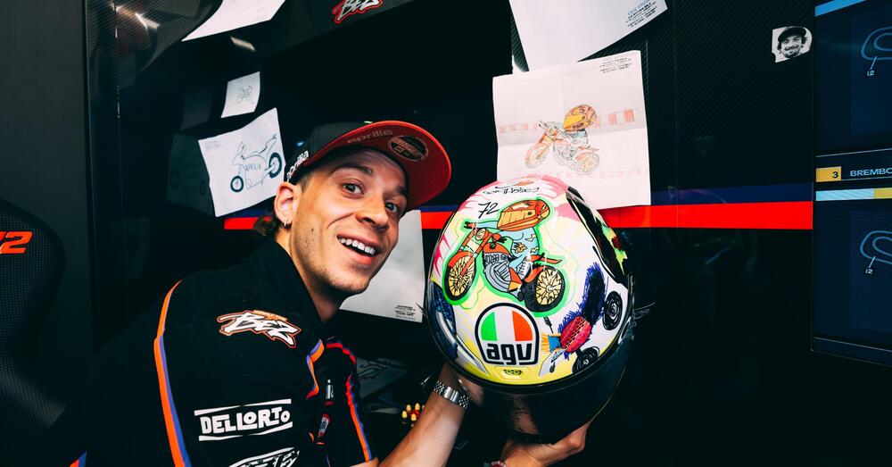 GLI OCCHI DEL CUORE, MA NON &Egrave; BORIS! Il casco capolavoro di Bezzecchi al Mugello: &ldquo;I bambini sono stati bravissimi, speriamo di dare una mano&rdquo;