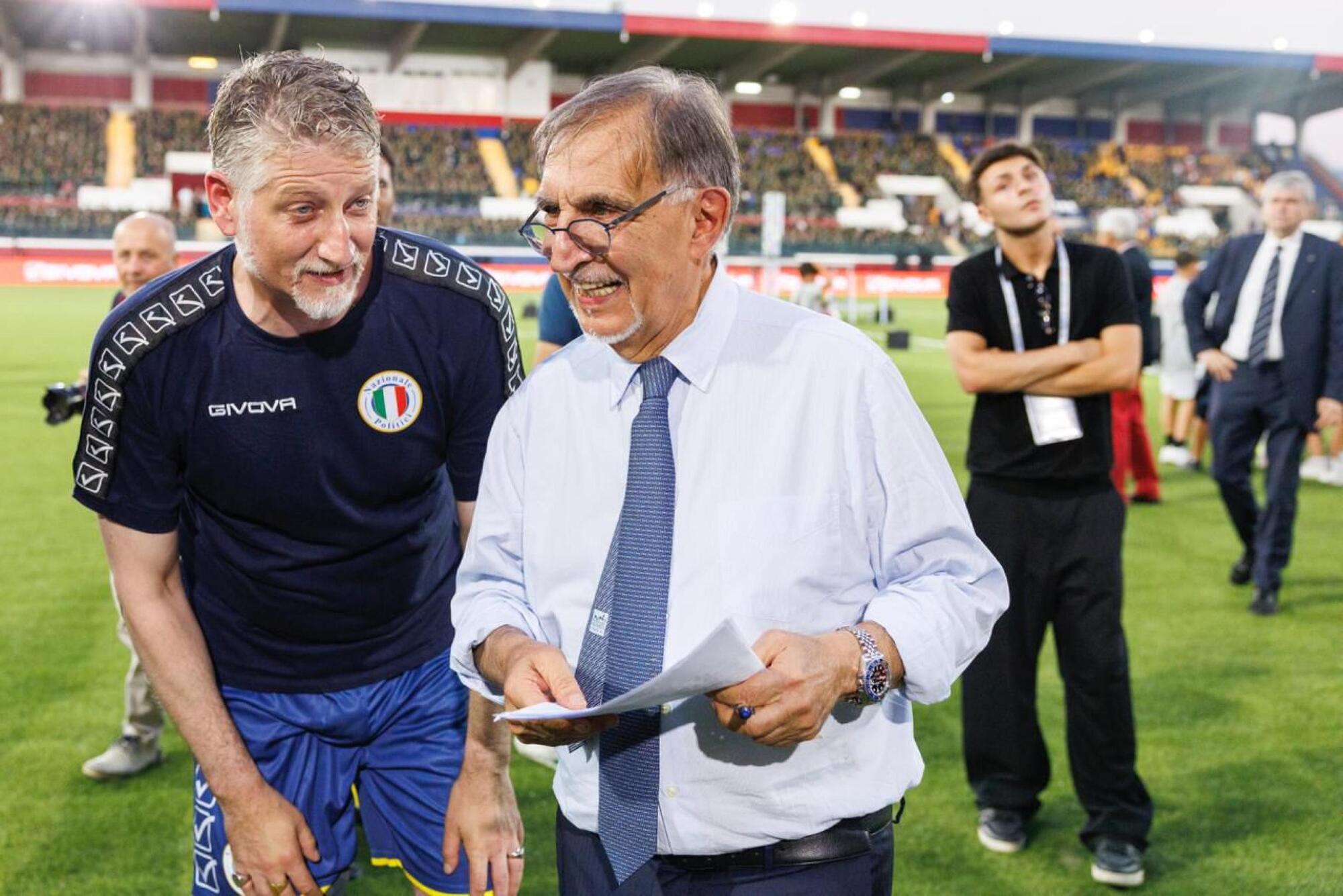 Alessandro Giuli e Ignazio La Russa alla Partita del cuore
