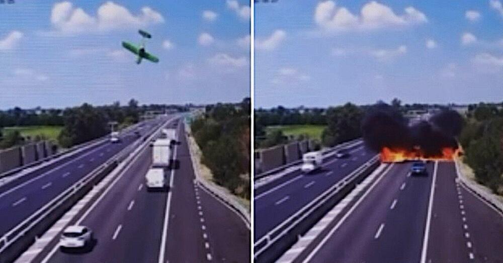 CHE TRAGEDIA, CHE RISCHIO. Ma l&#039;avete visto il video dell&#039;aereo precipitato in tangenziale e schiantatosi tra le auto in una palla di fuoco? Ecco cos&#039;&egrave; successo all&#039;ultraleggero a Brescia e chi sono le vittime