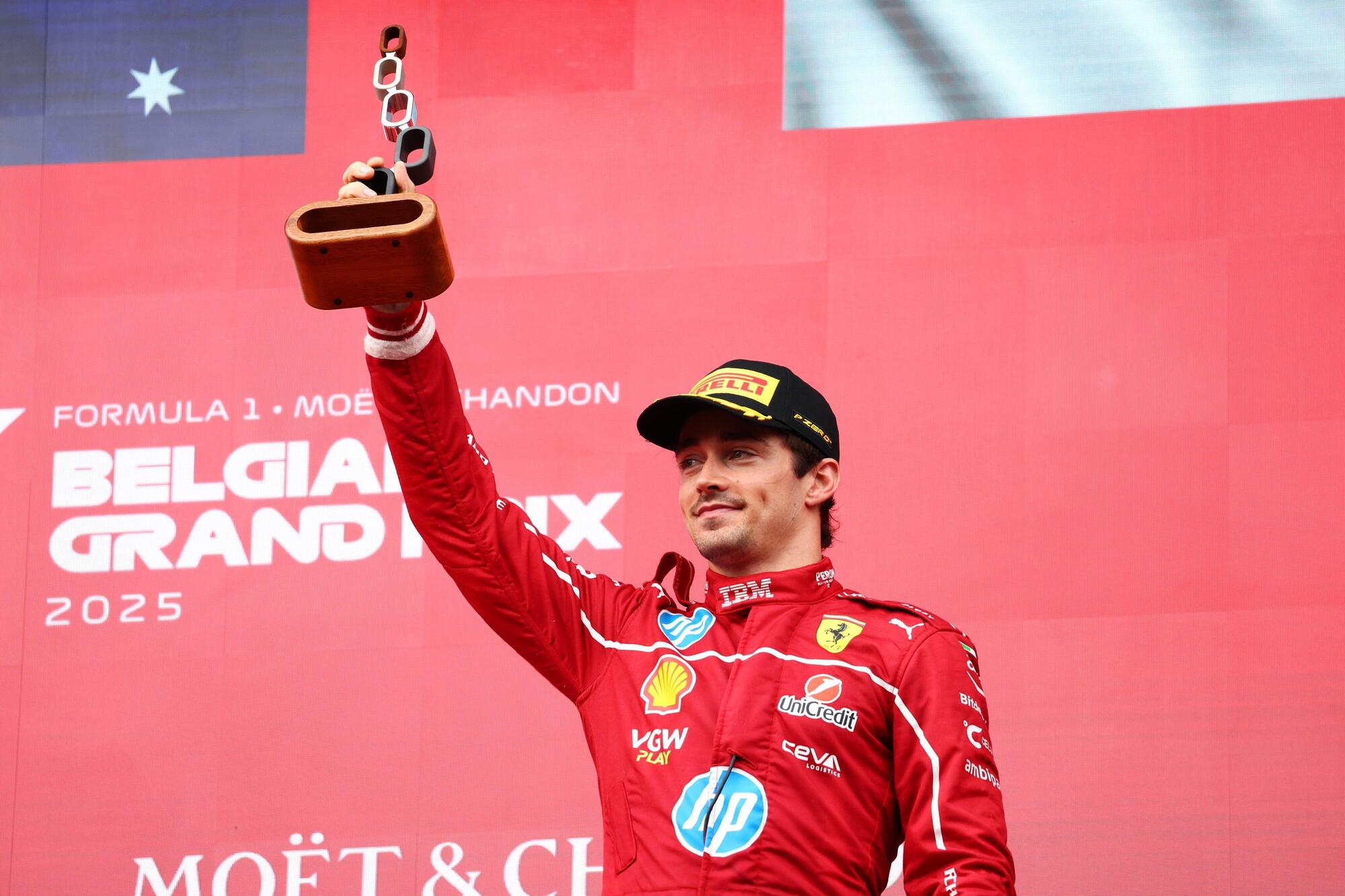 Charles Leclerc sul podio di Spa