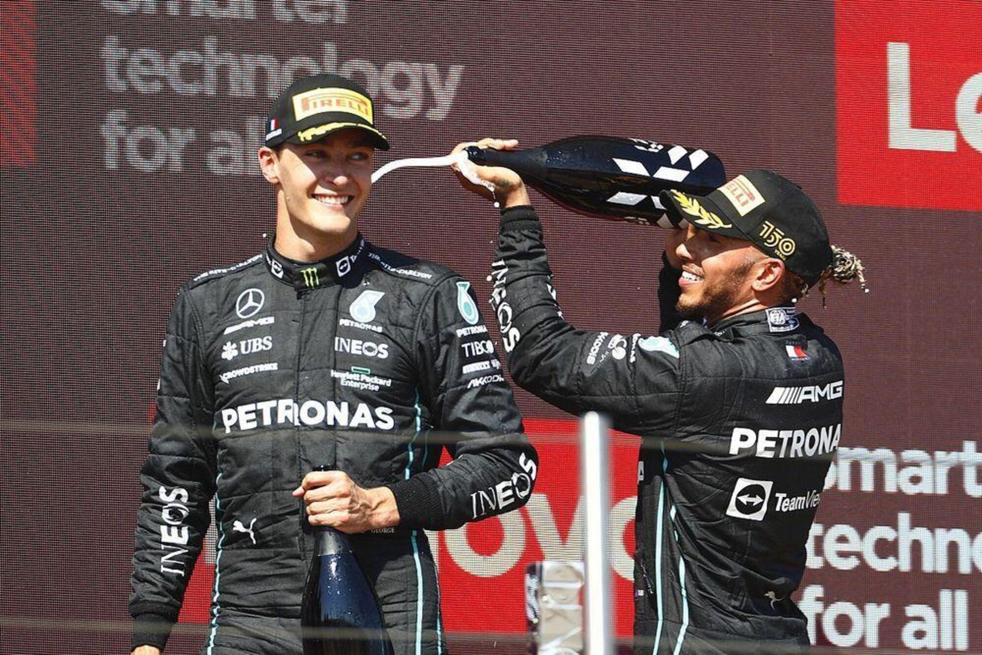 George Russell Lewis Hamilton Mercedes F1
