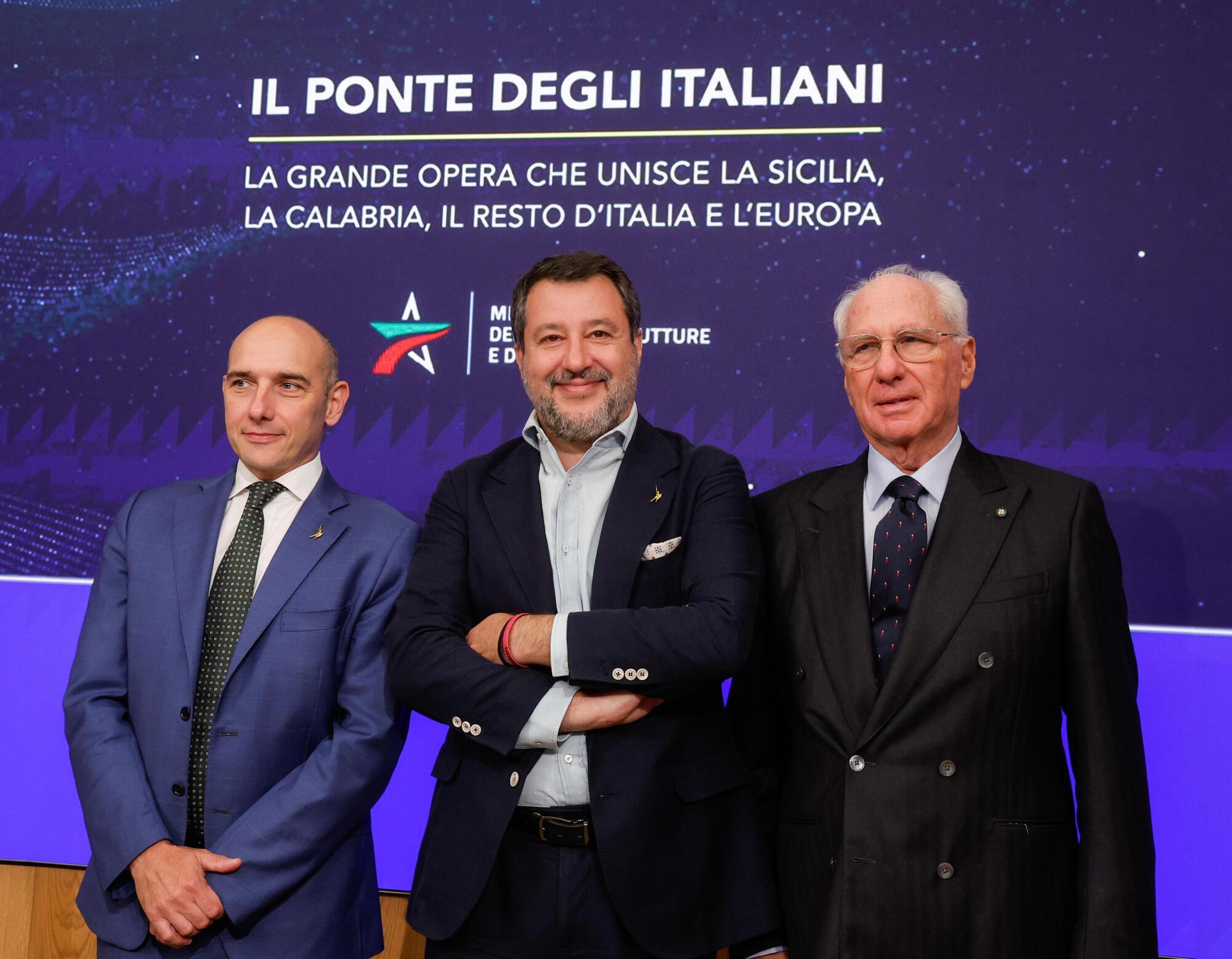 Matteo Salvini alla presentazione del Ponte sullo Stretto