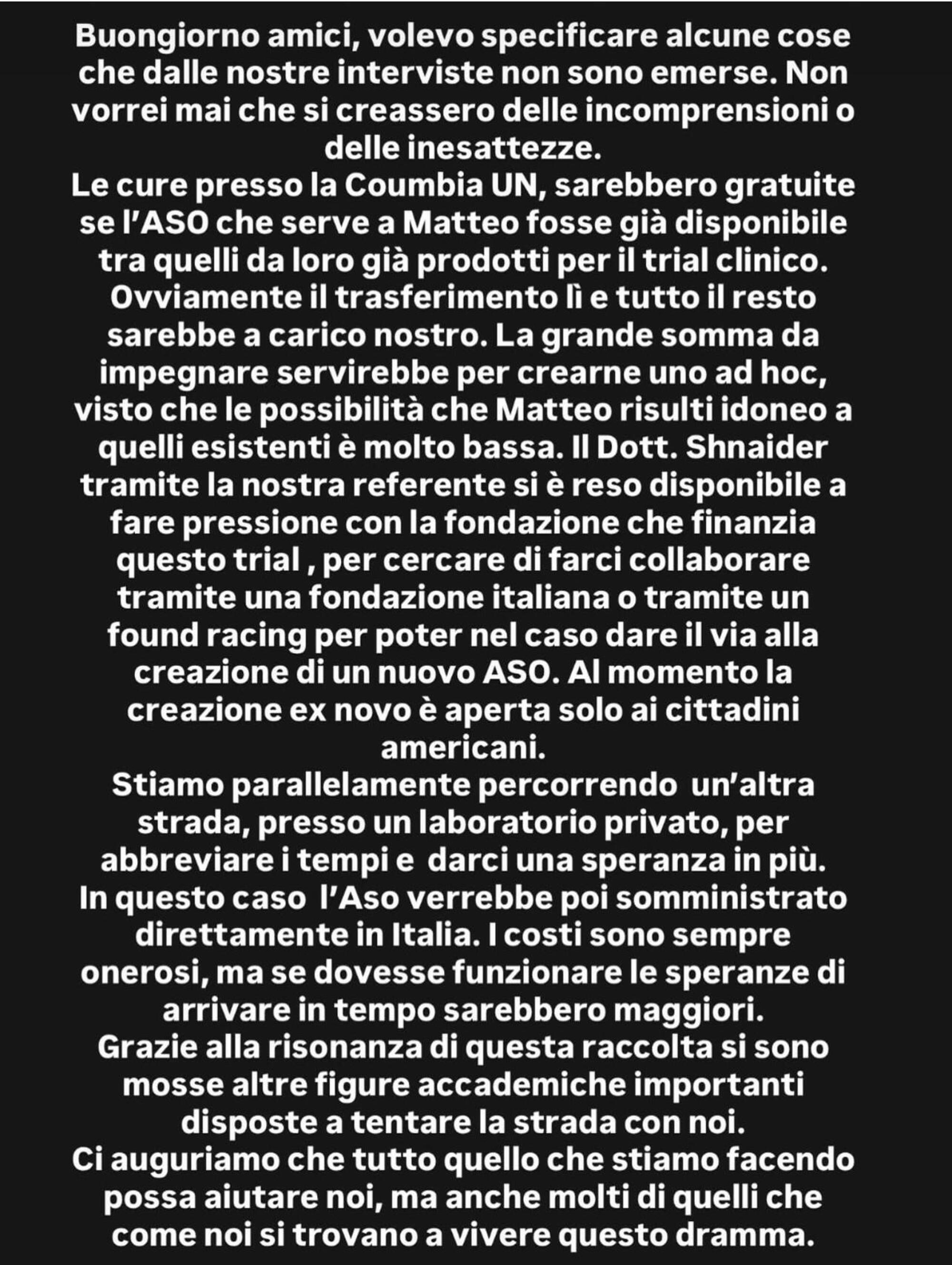 Il post della moglie Maura Soldati