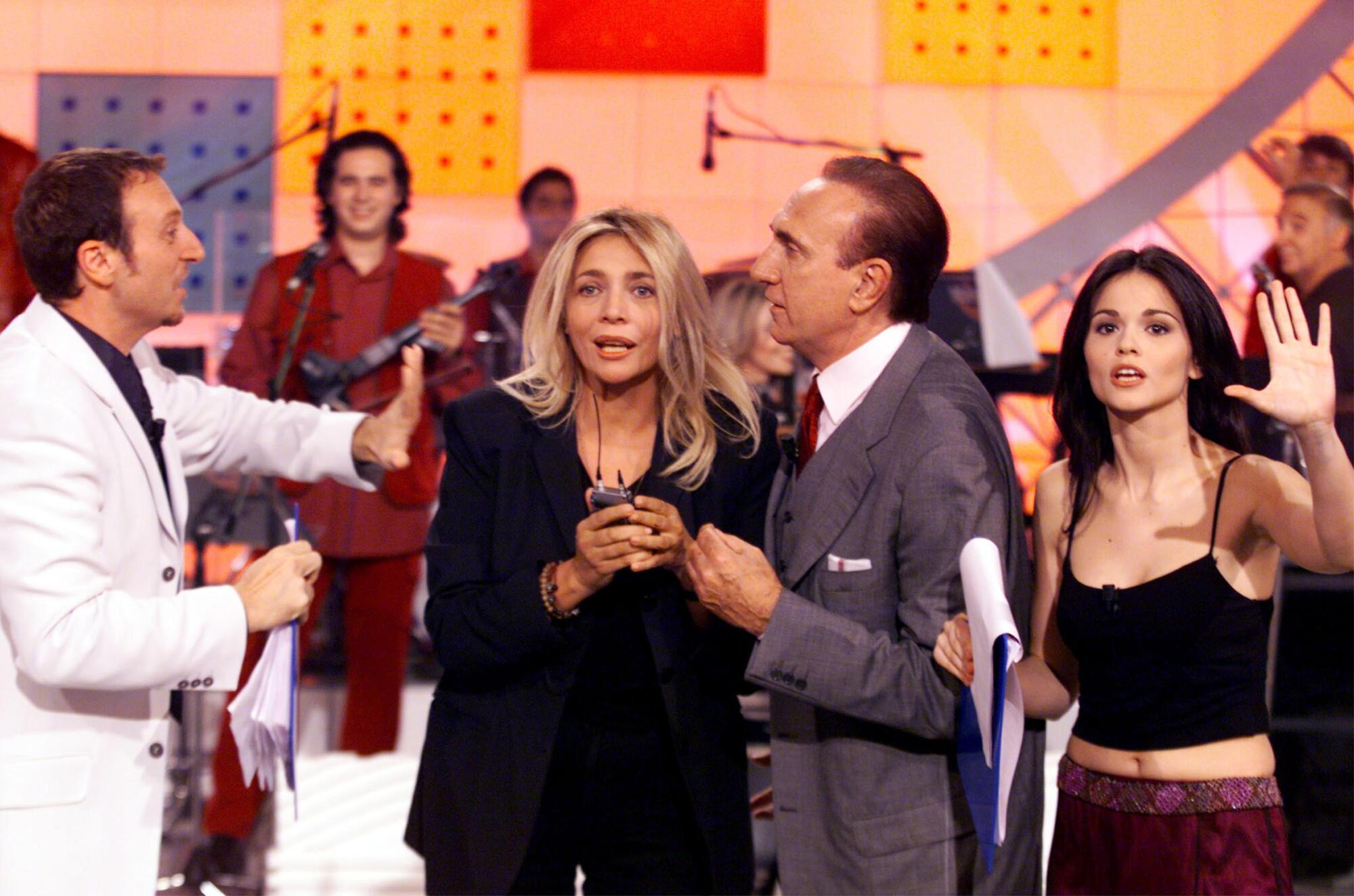 Pippo Baudo con Amadeus e Mara Venier 