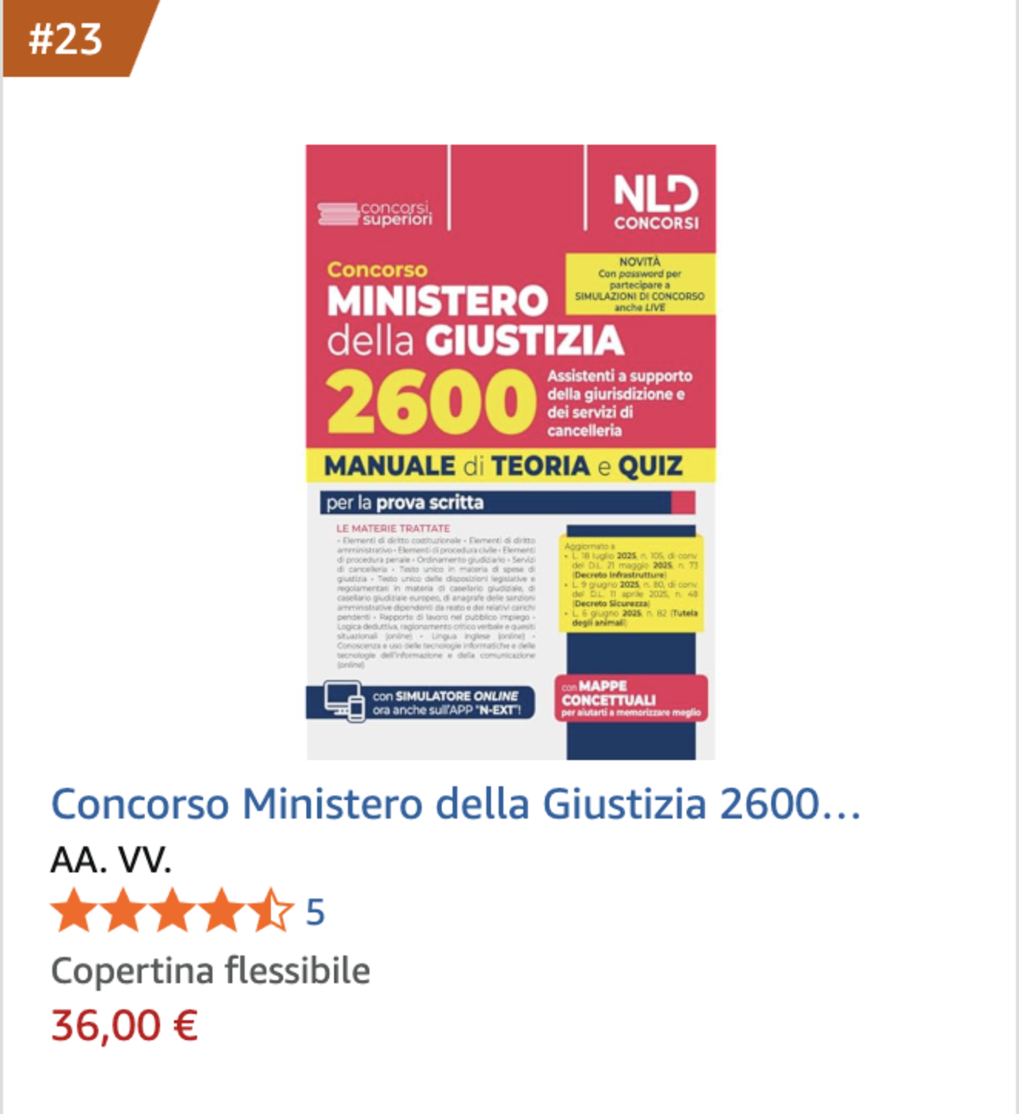 Il manuale al ventitreesimo posto nella classifica dei libri bestseller di Amazon