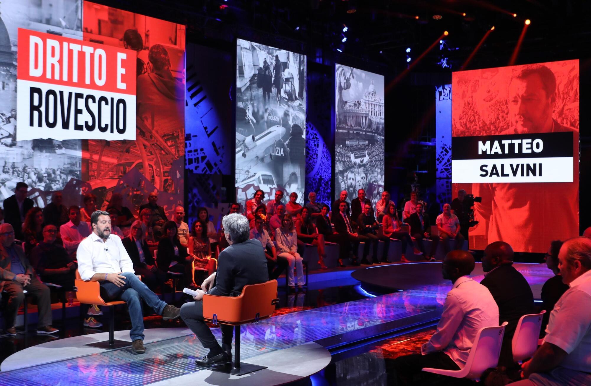 Matteo Salvini in studio a Dritto e Rovescio