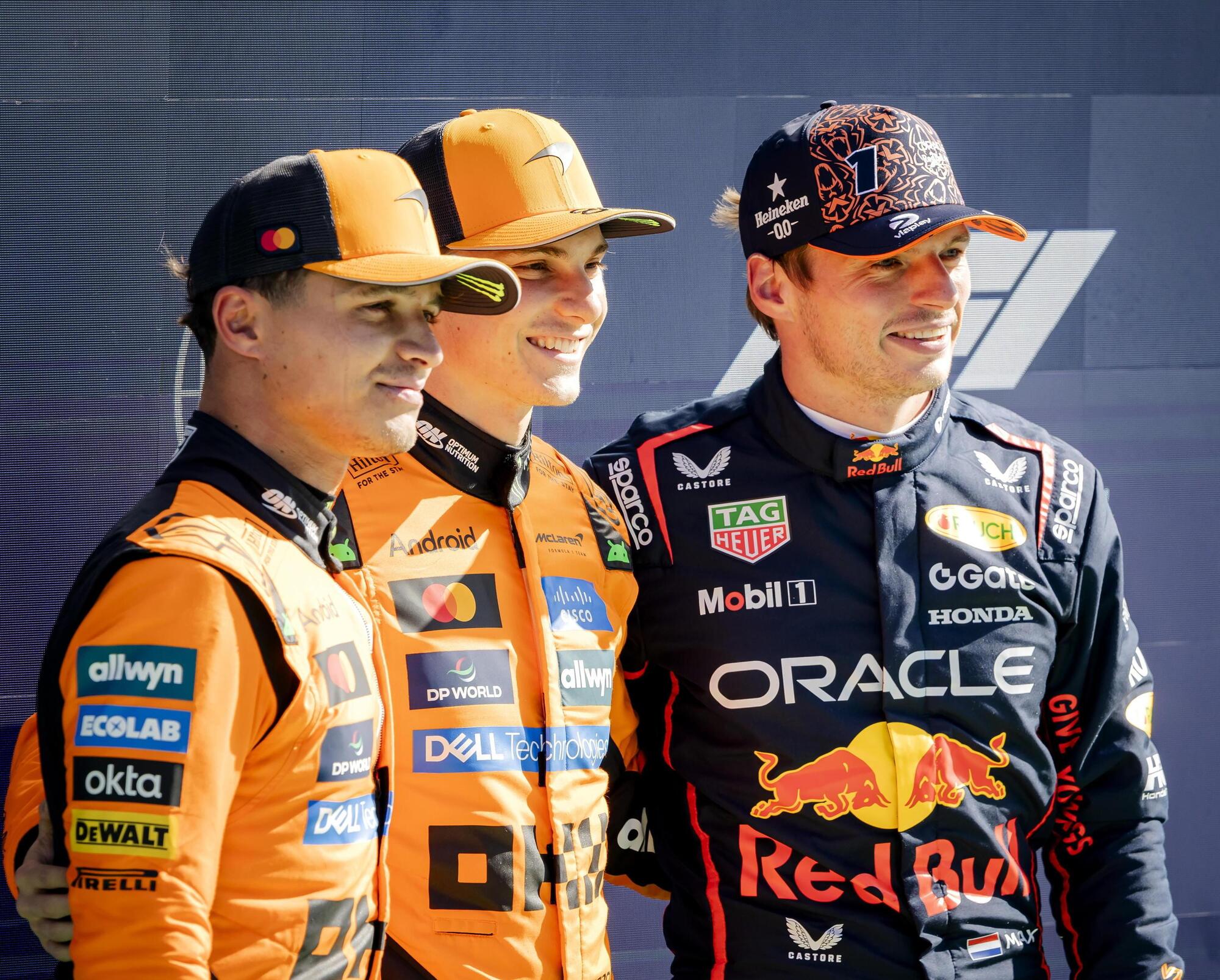 I tre piloti più veloci in qualifica a Zandvoort: Oscar Piastri, Lando Norris e Max Verstappen