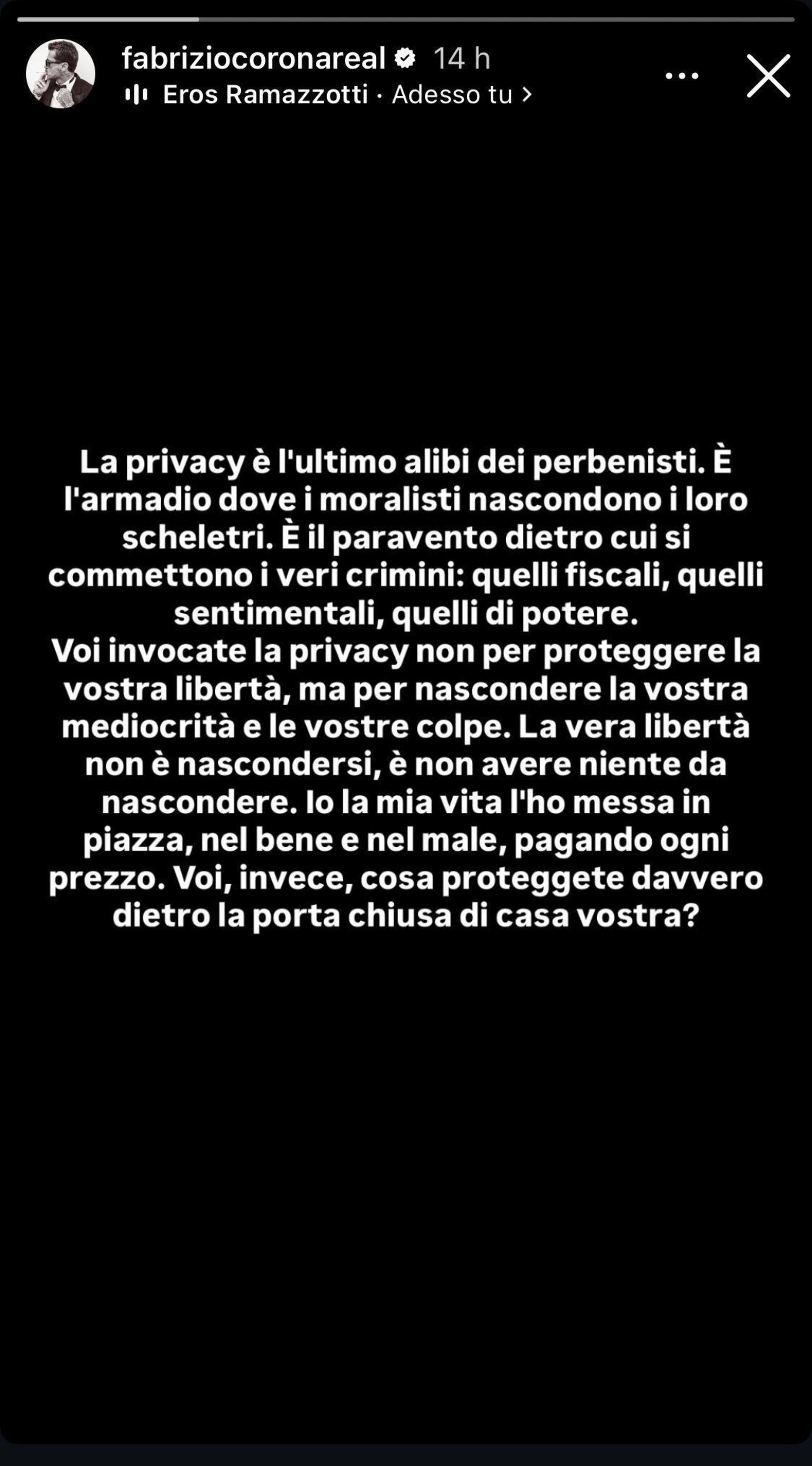 La storia condivisa da Fabrizio Corona