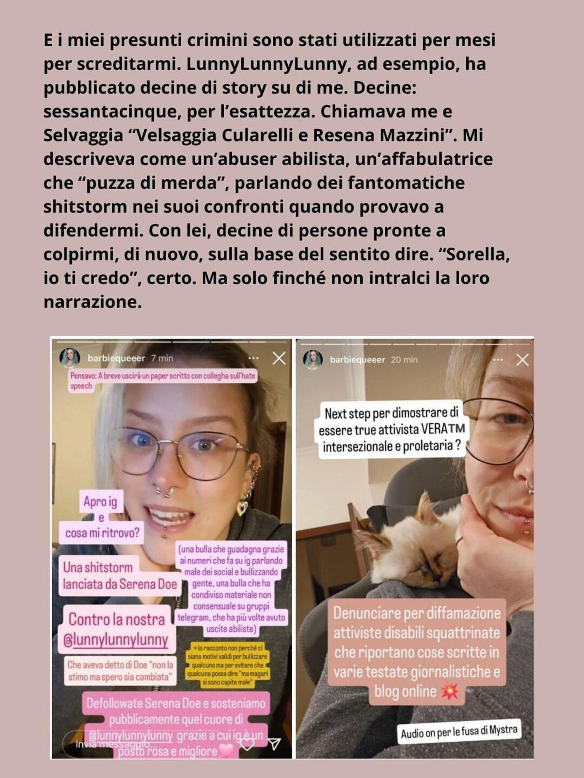Le stories di Carlotta Vagnoli