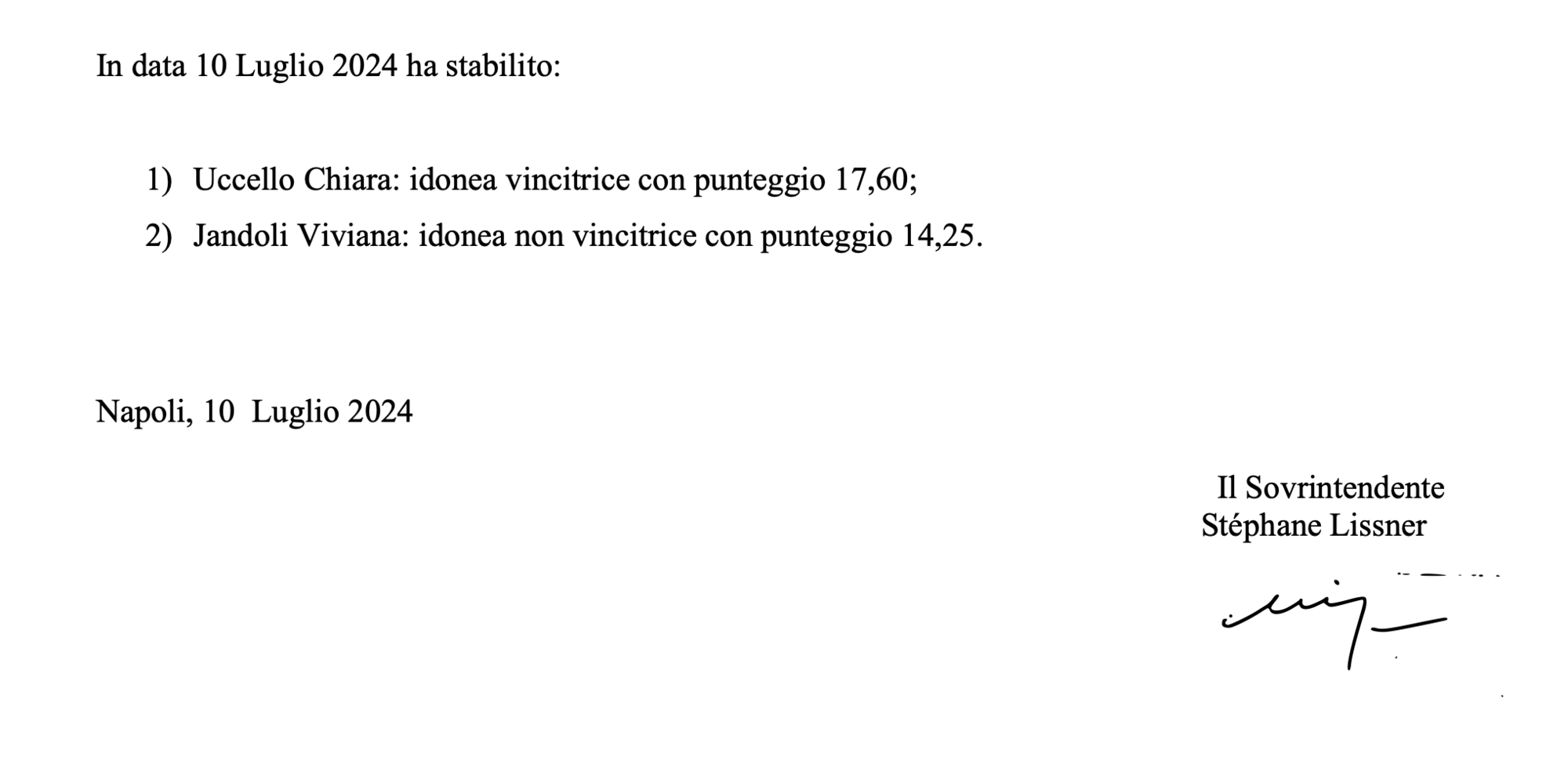 I risultati del concorso del 2024