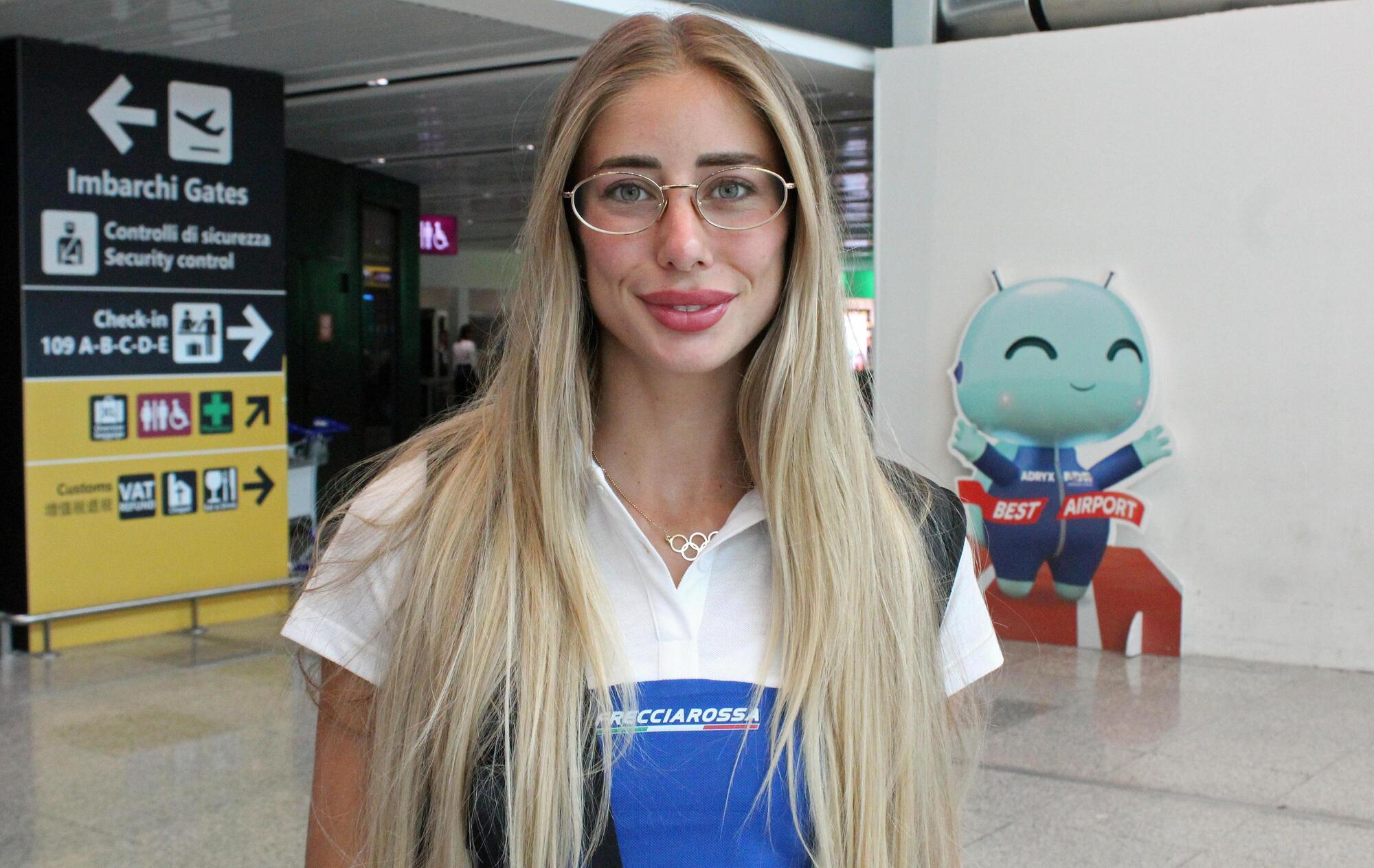 Gaia Sabbatini alla partenza per Tokyo
