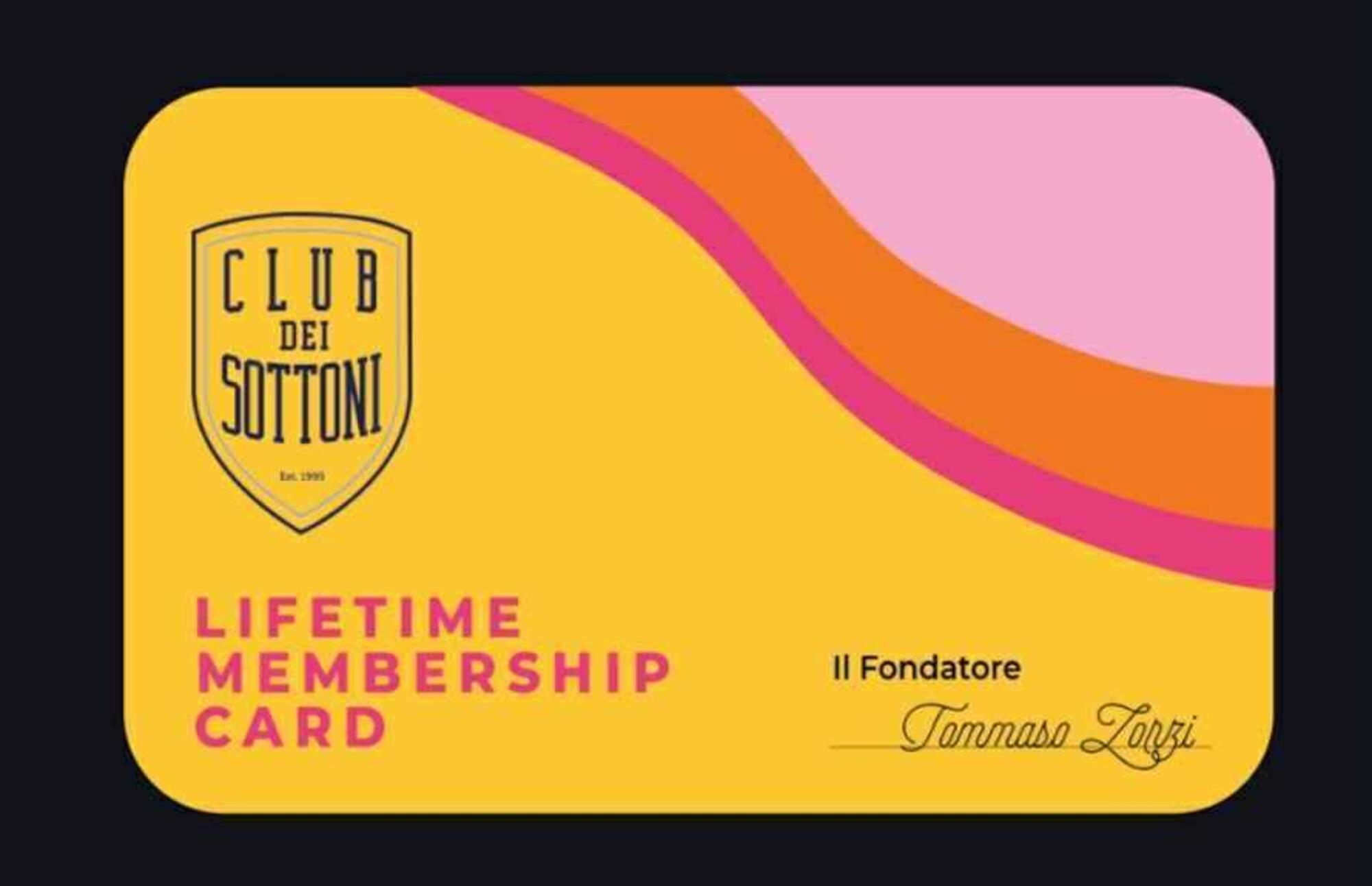 La membership card per &#039;Il Club dei Sottoni&#039; di Tommaso Zorzi, anno delle Signore 2021