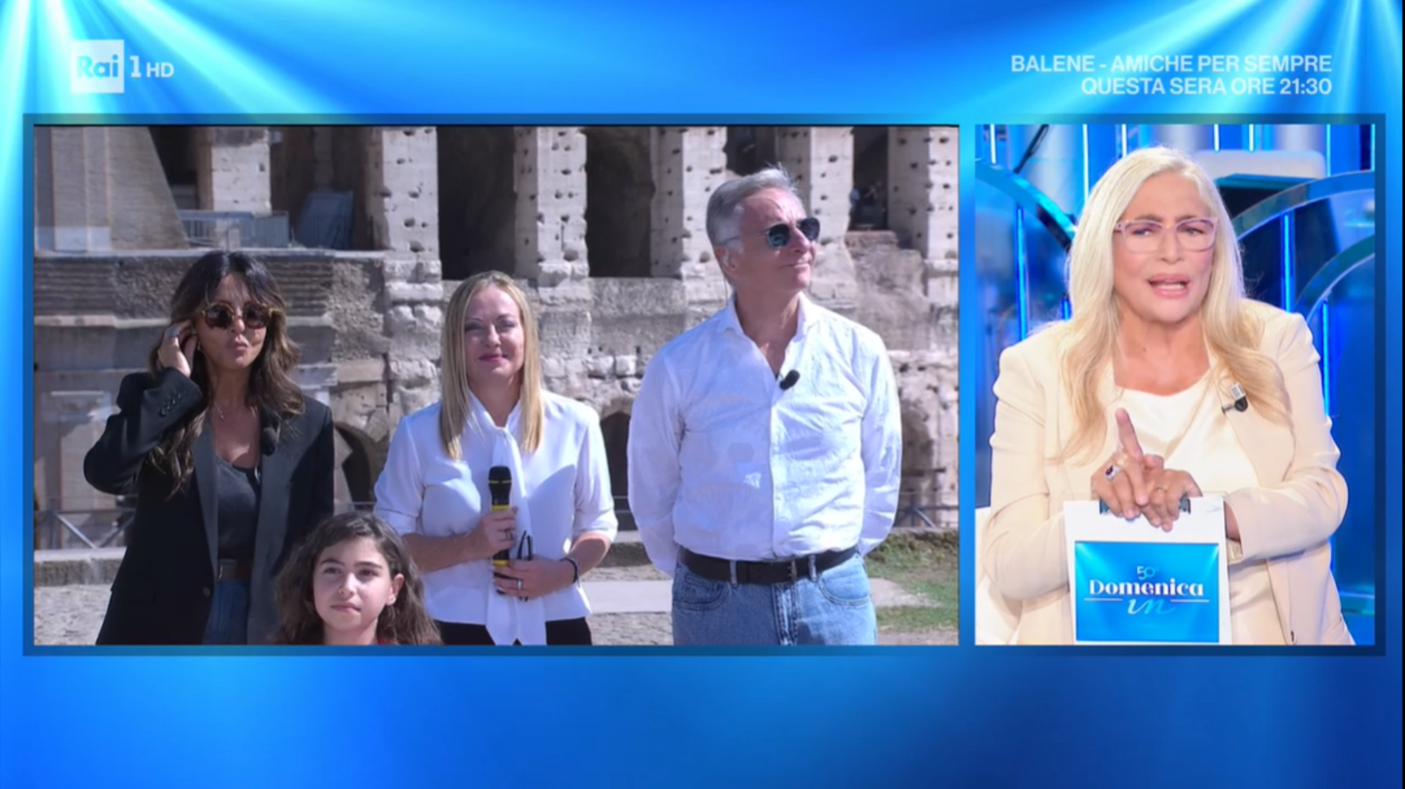 Mara Venier in collegamento con Giorgia Meloni