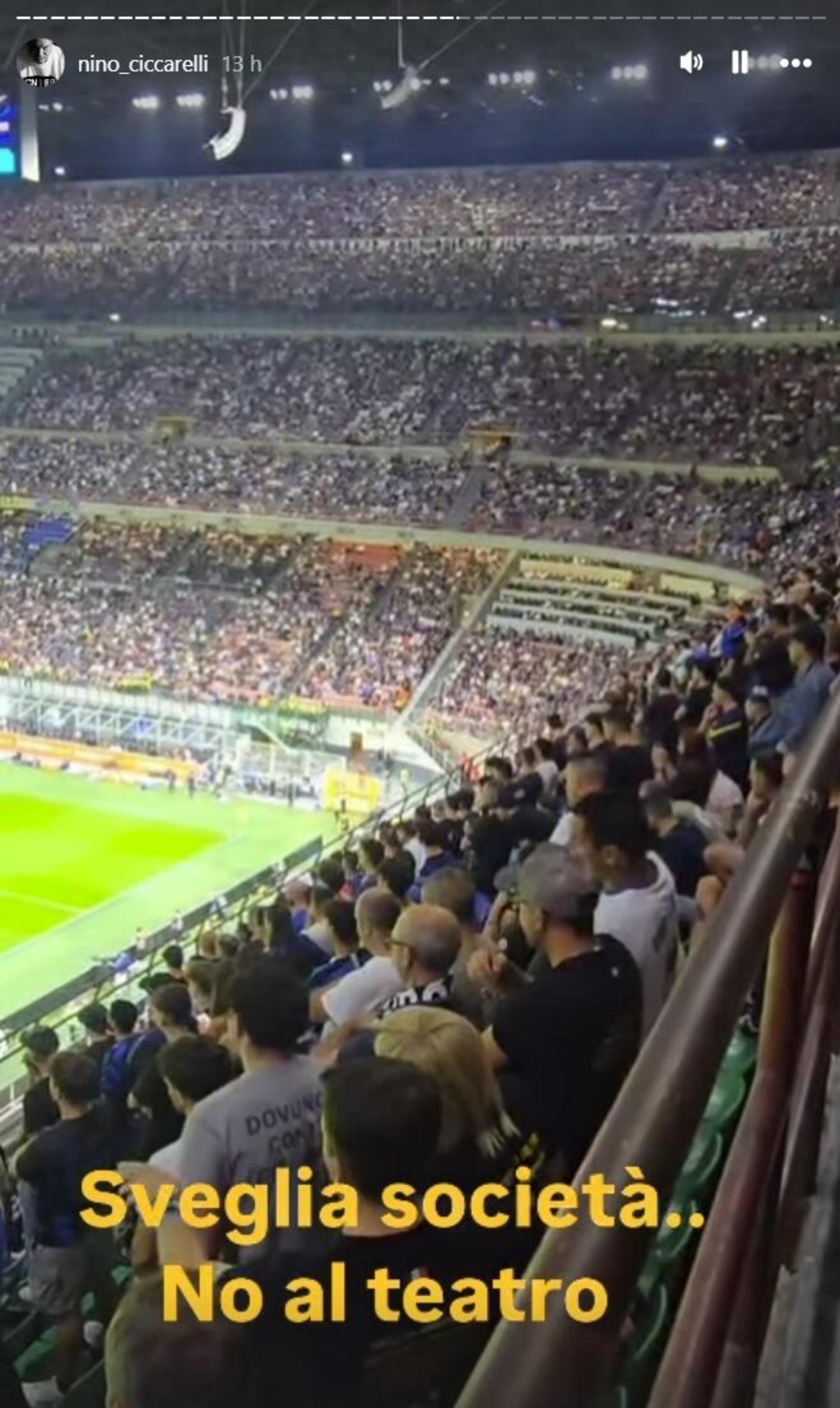 Una delle storie Instagram di Nino Ciccarelli
