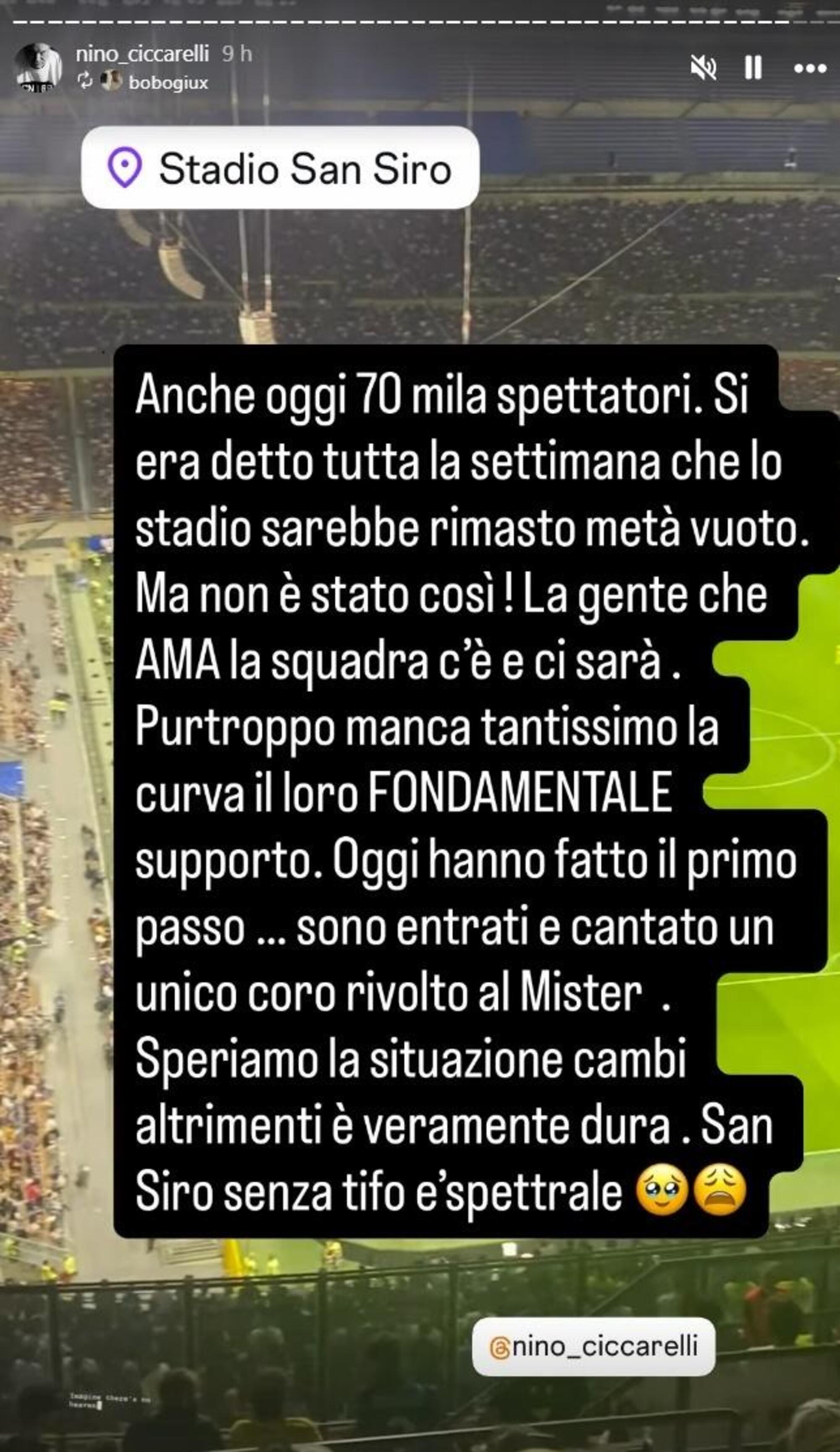 Una delle storie di altri tifosi condivise da Ciccarelli