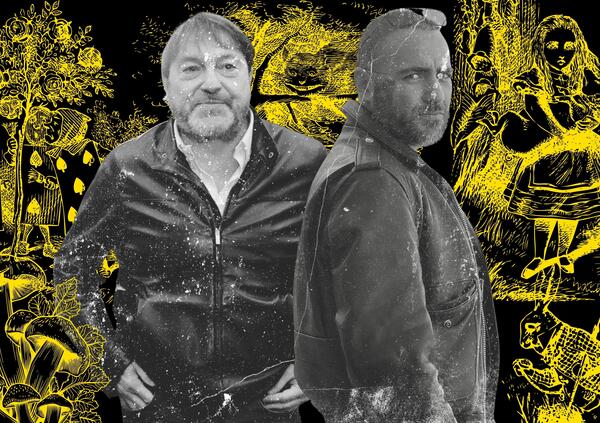 Massimiliano Zossolo con la giacca di pelle è il Ranucci al di là dello specchio di Alice