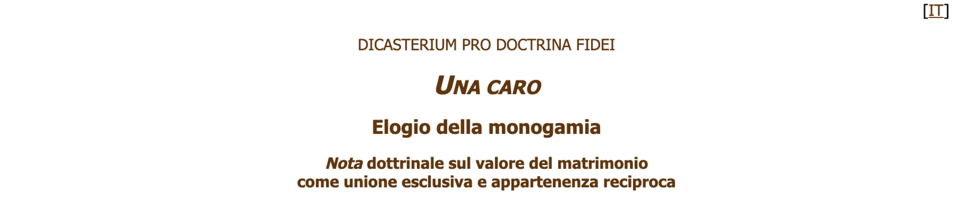 La nota dottrinale &quot;Una caro&quot;