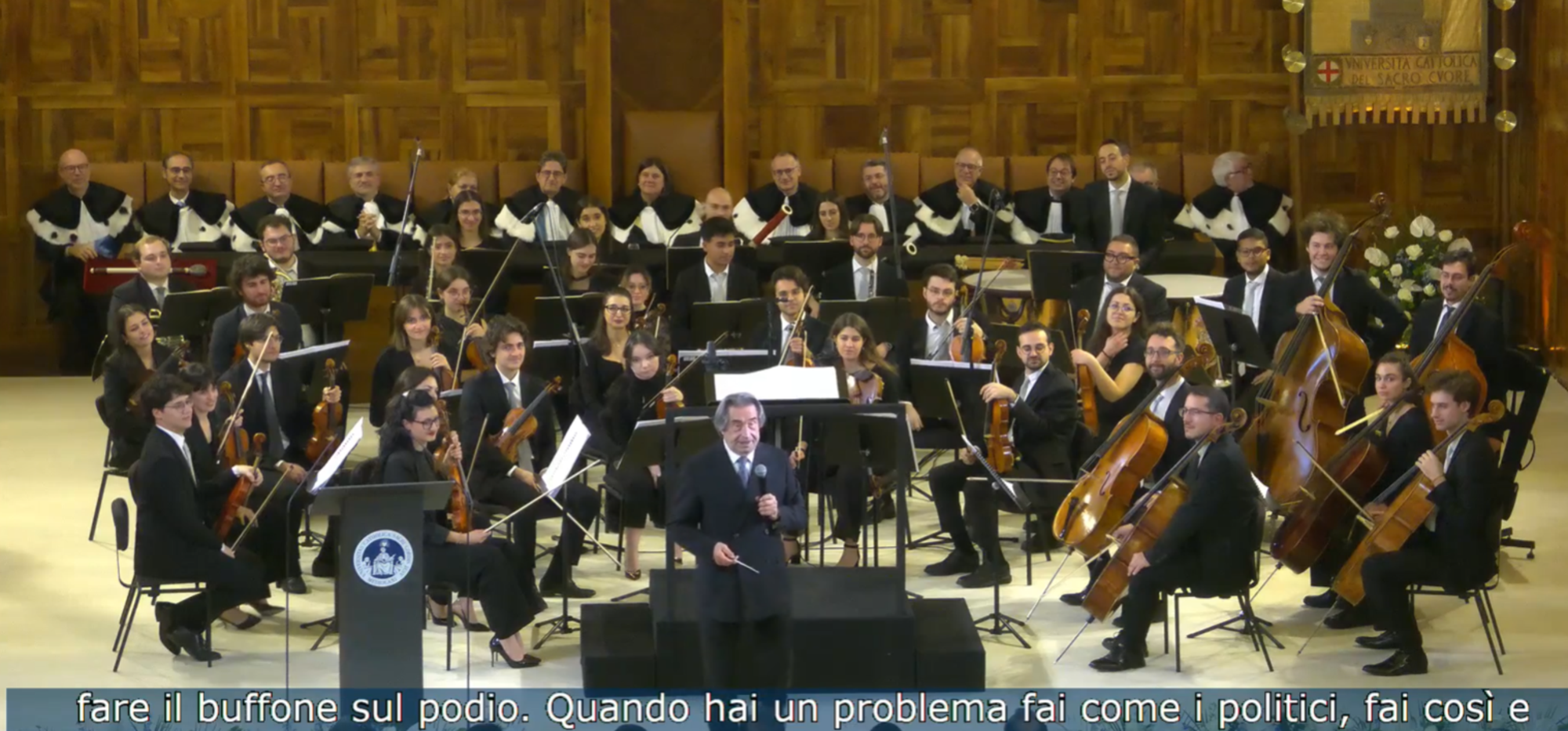 Riccardo Muti e l&#039;Orchestra giovanile Cherubini nell&#039;Aula Magna della Cattolica
