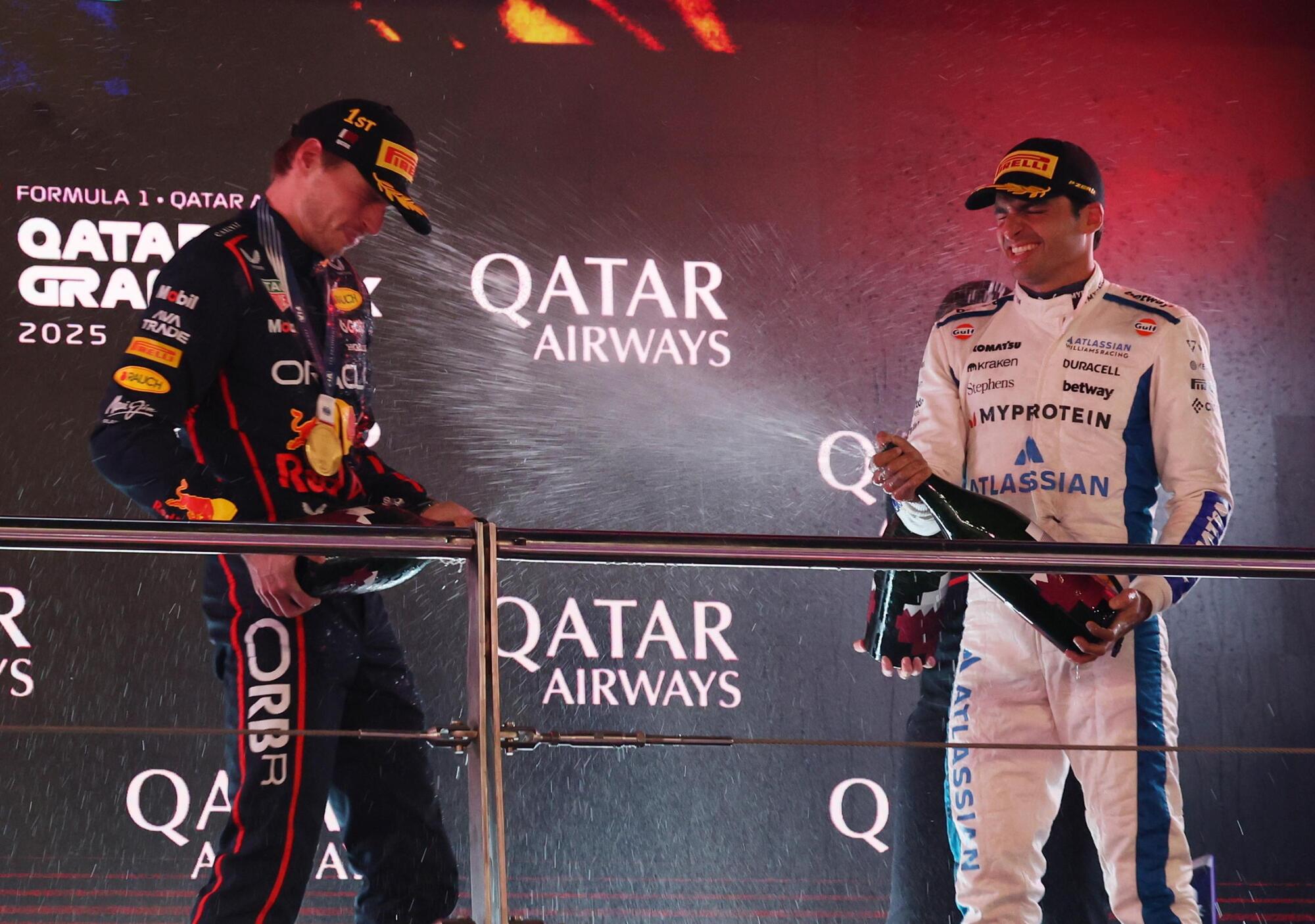 Max Verstappen e Carlos Sainz podio Qatar
