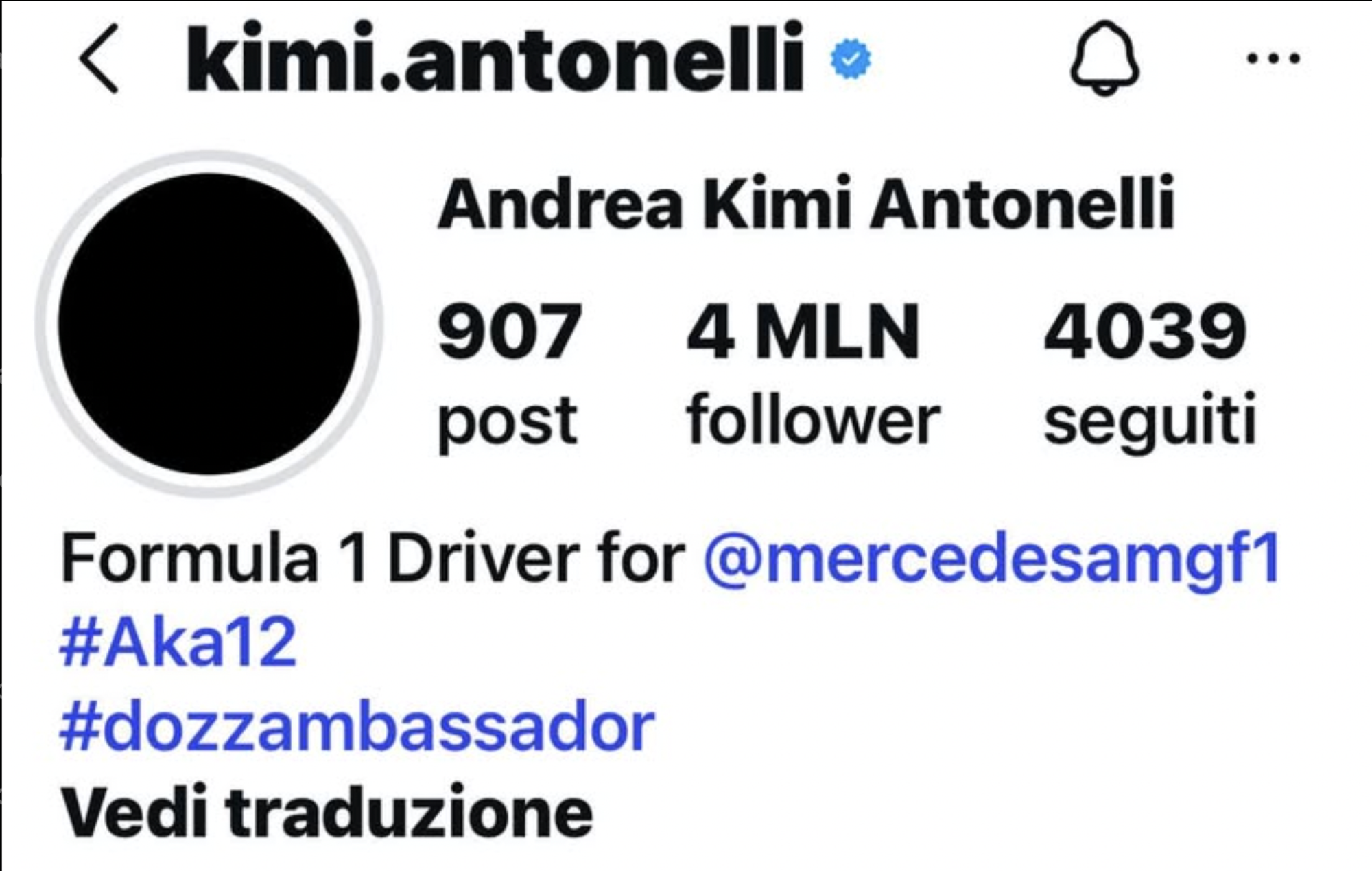 Kimi Antonelli Instagram