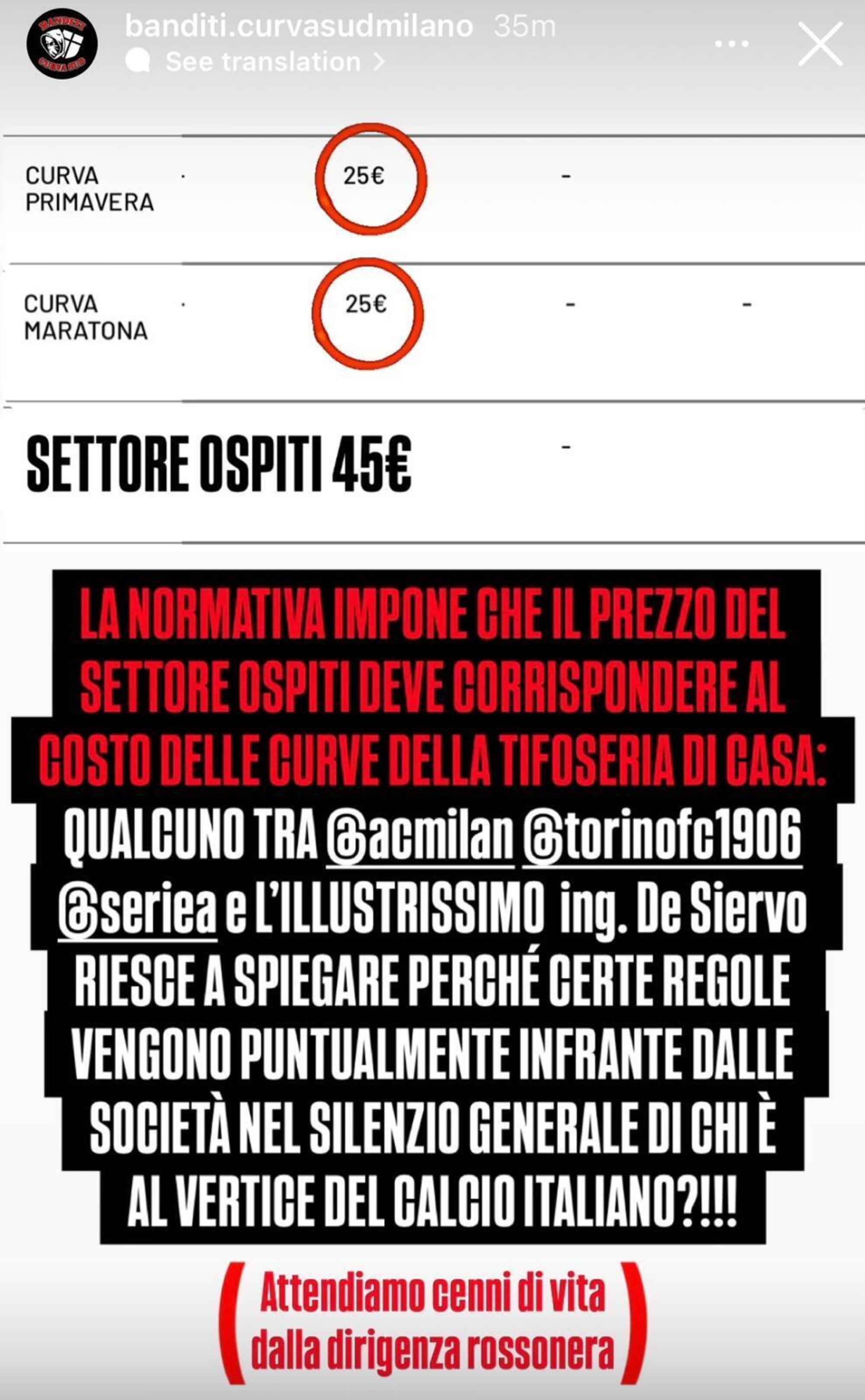 I biglietti troppo costosi e il Milan complice